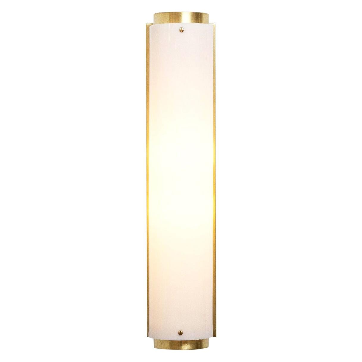 Large Arc Sconce in Brass with White Lucite Shade For Sale