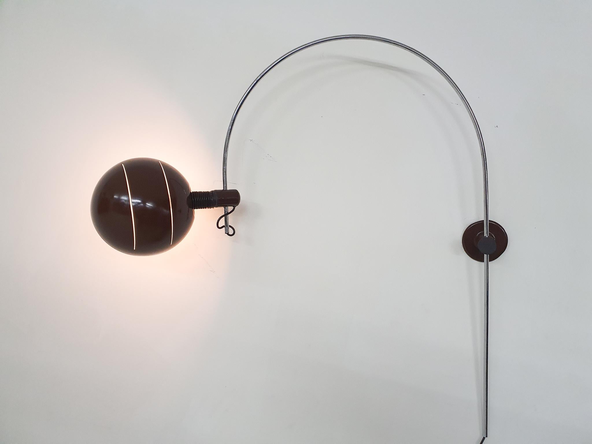 Mid-20th Century Large Arc Wall Light, by BIS Lighting Sappemeer, the Netherlands, 1950's For Sale