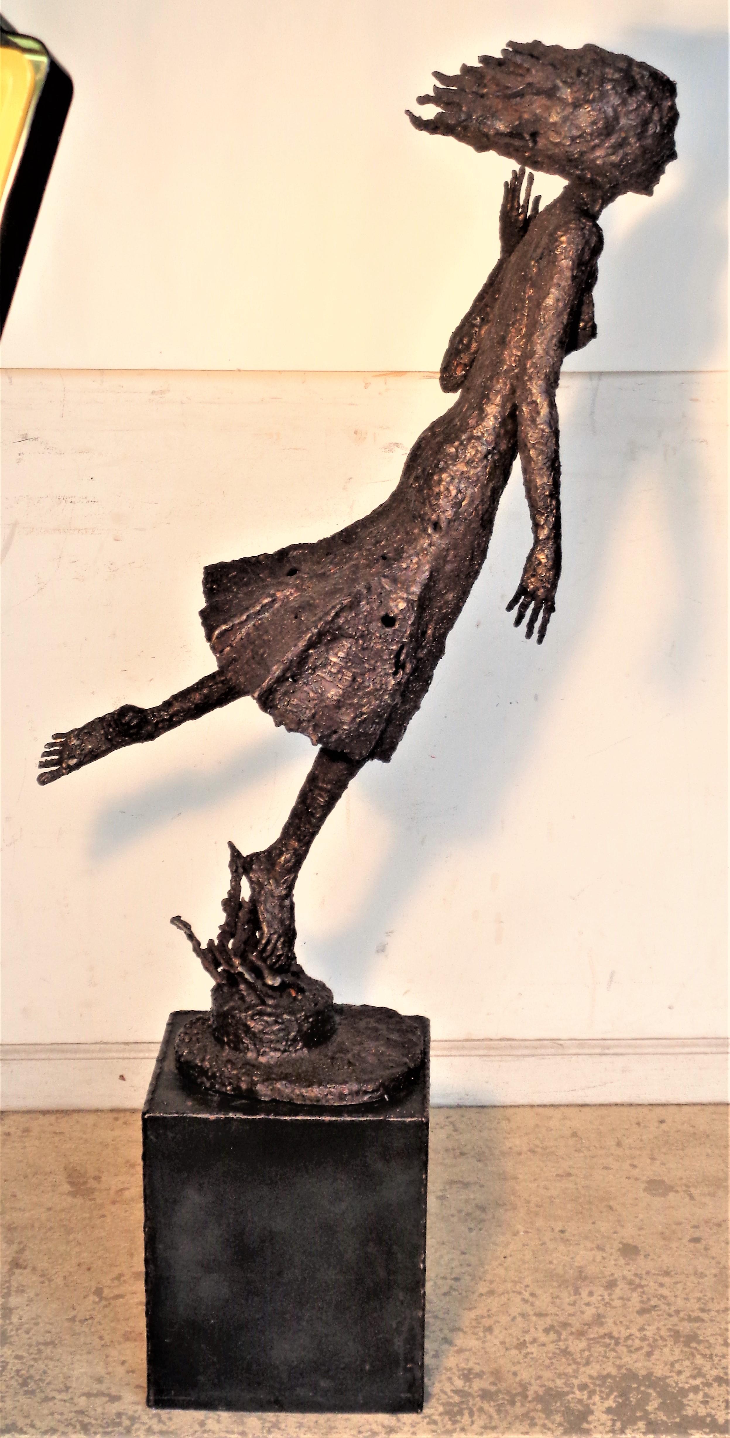 Arc Welded Steel Sculpture Running Woman, Bud Hambleton 1970's In Good Condition In Rochester, NY