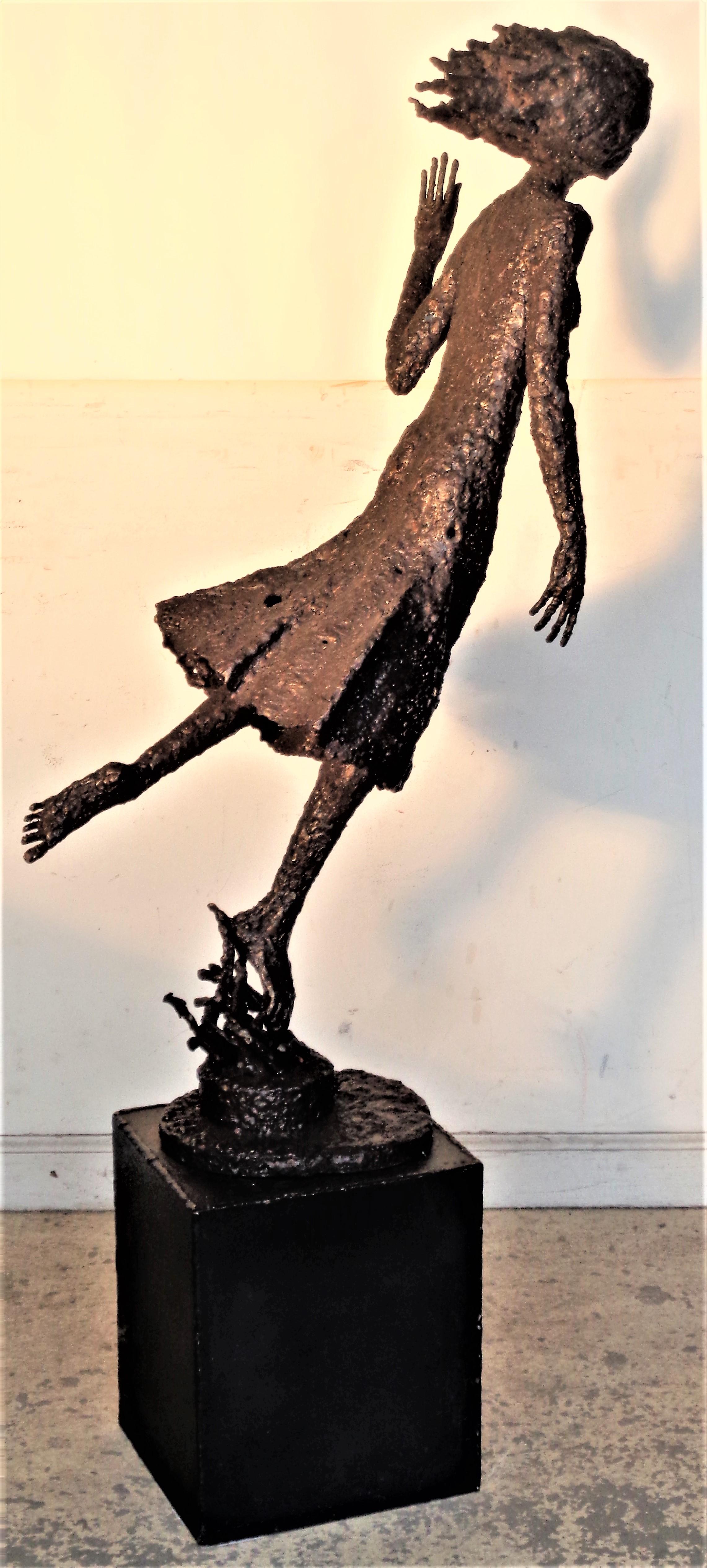20th Century Arc Welded Steel Sculpture Running Woman, Bud Hambleton 1970's