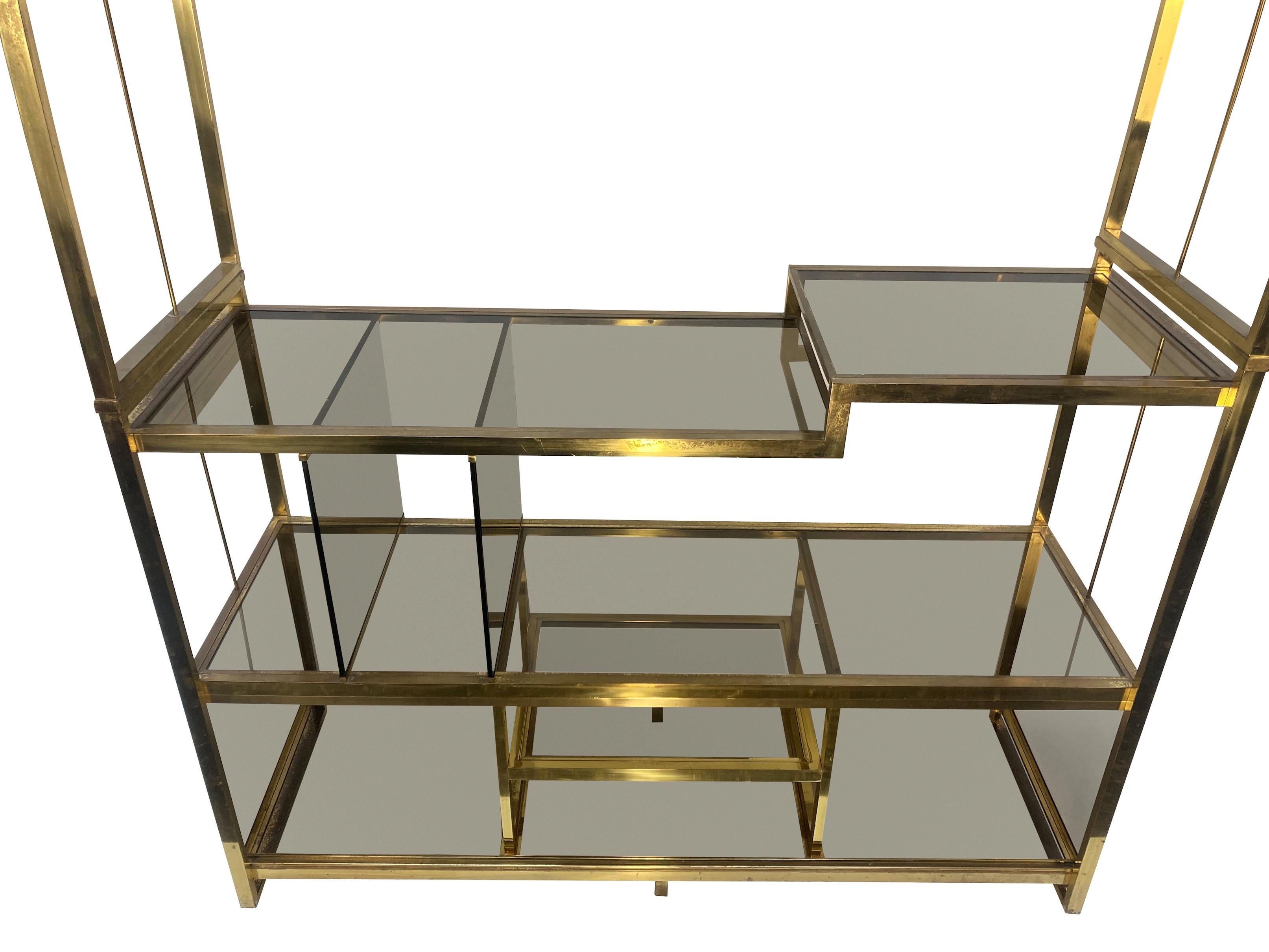 Mid-Century Modern Large Arcangeli & Serantoni Brass Etagere For Sale