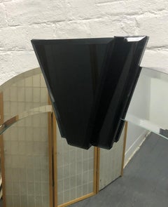 Large Arch Beveled Mirror with Smoked Glass Crown