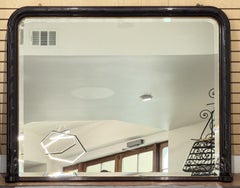 Large Arch-Top Ebonized Beveled Wall or Hall Mirror (H 49 5/8 x W 64 1/4)