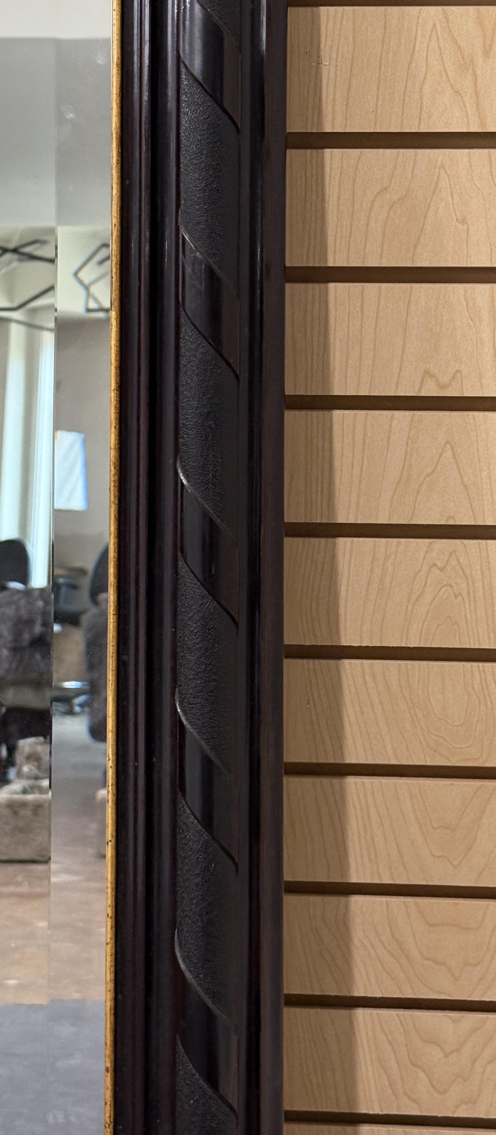 Large Arch-Top Ebonized Beveled Wall or Hall Mirror (H 49 5/8 x W 64 1/4) For Sale 1