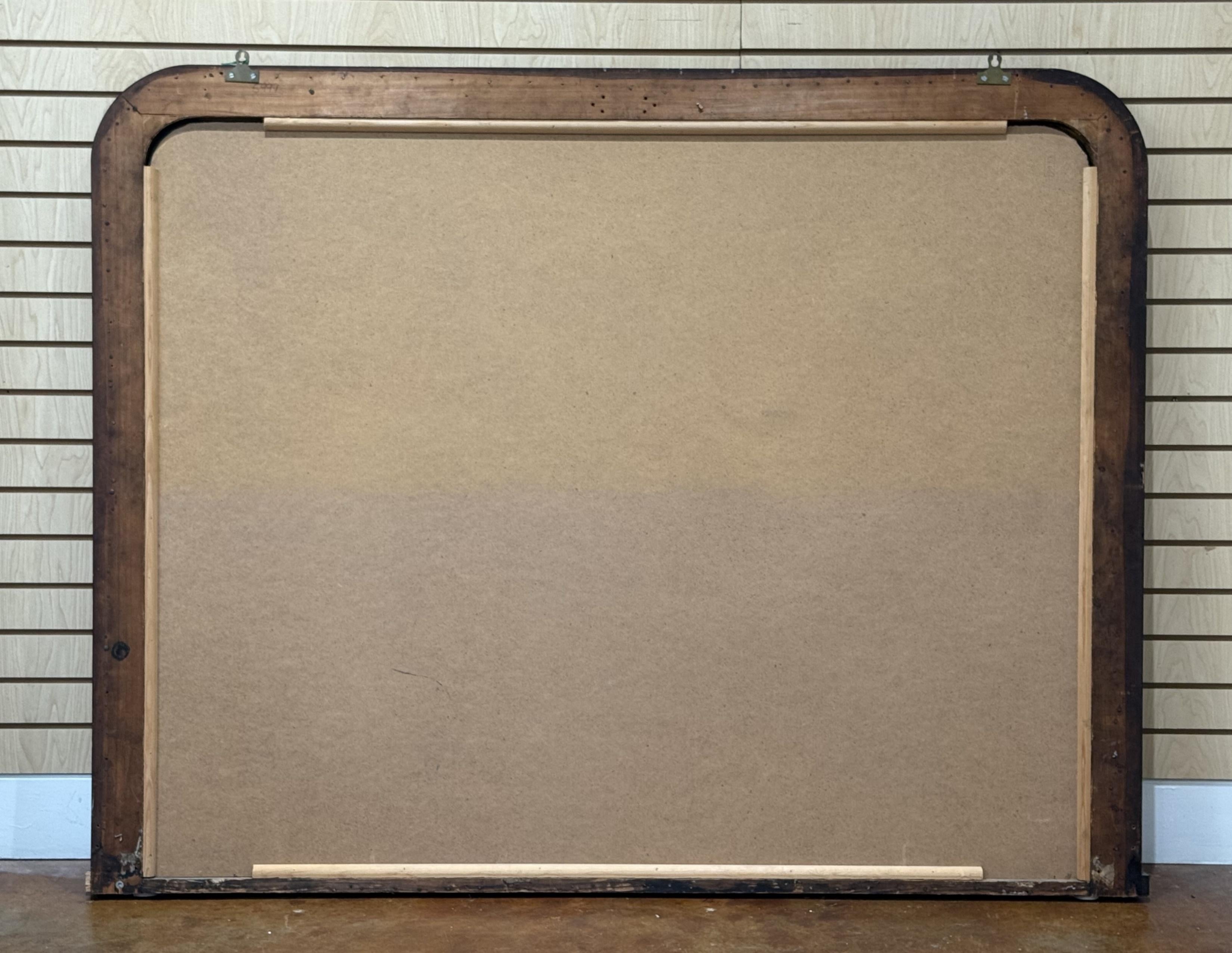 Large Arch-Top Ebonized Beveled Wall or Hall Mirror (H 49 5/8 x W 64 1/4) For Sale 2