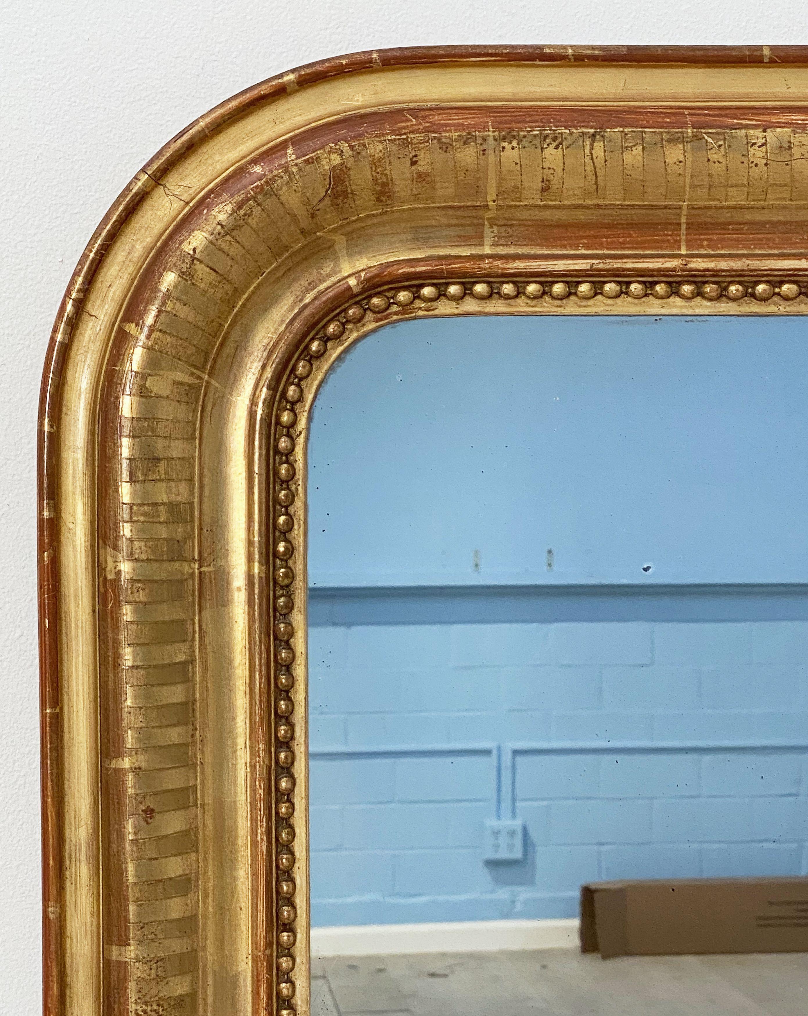 Large Arch Top Gilt Louis Philippe Mirror from France (H 50 5/8 x W 37 1/4) In Good Condition In Austin, TX