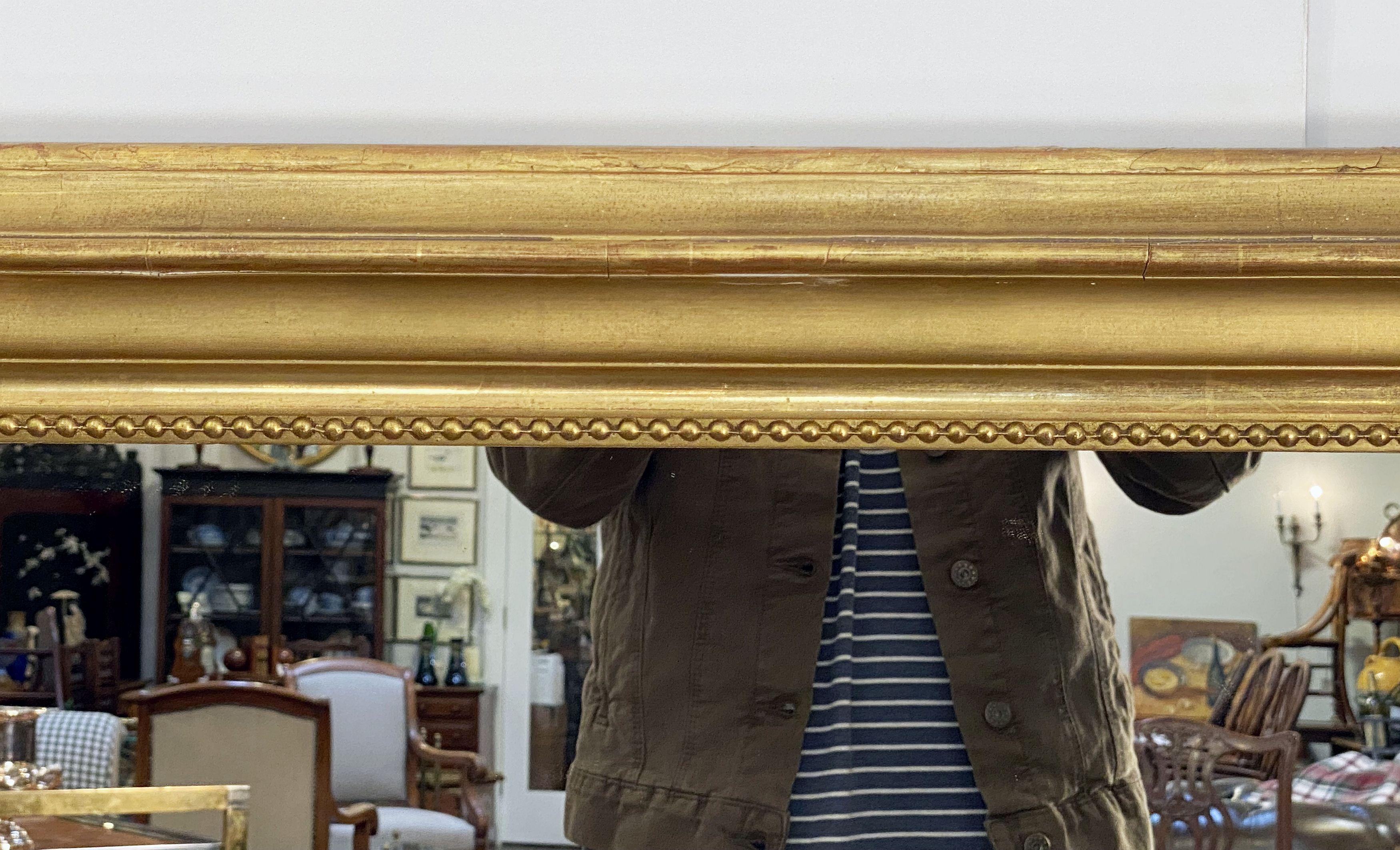 Large Arch Top Gilt Louis Philippe Mirror from France (H 52 x W 43 1/2) In Good Condition In Austin, TX