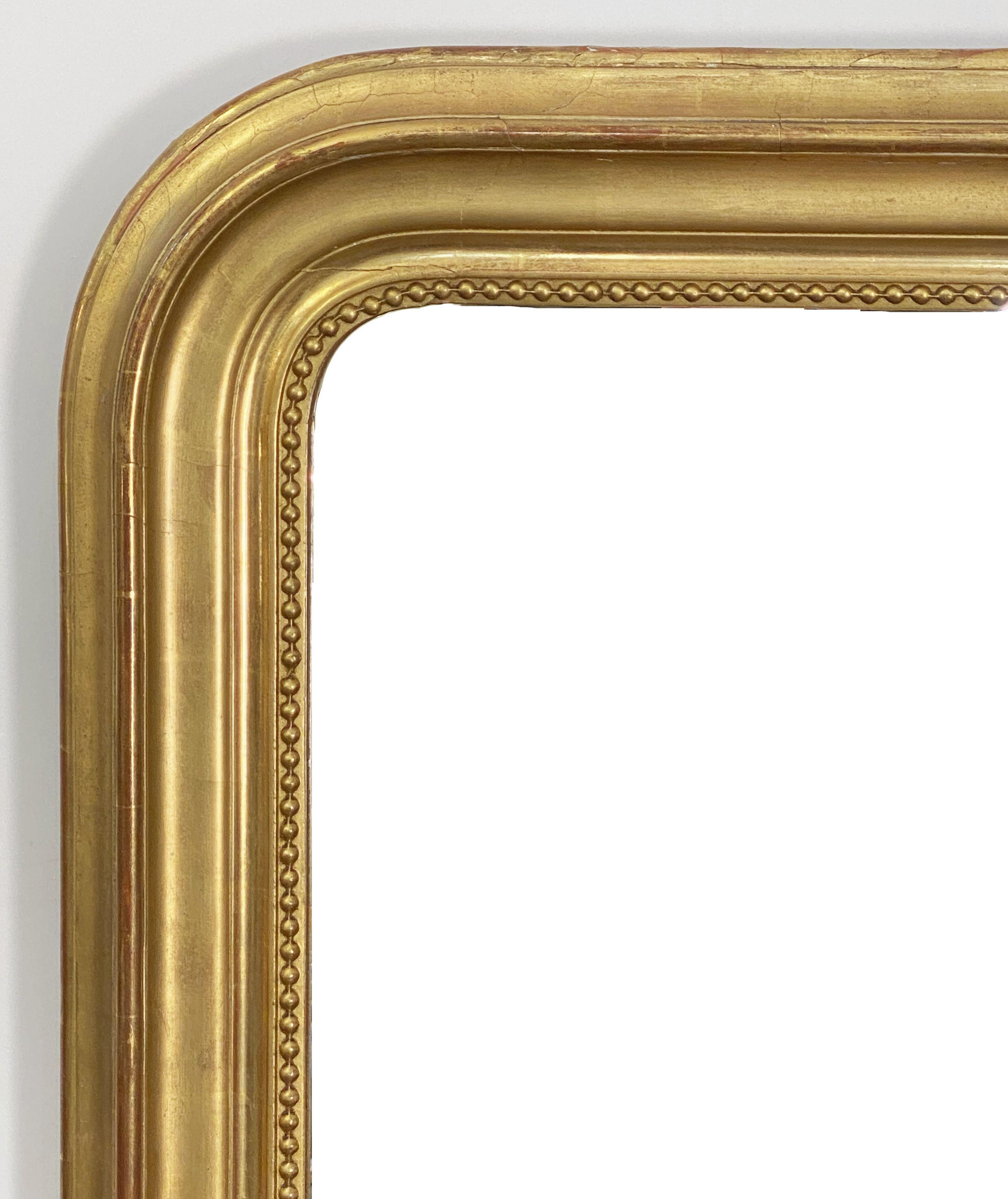 19th Century Large Arch Top Gilt Louis Philippe Mirror from France (H 52 x W 43 1/2)