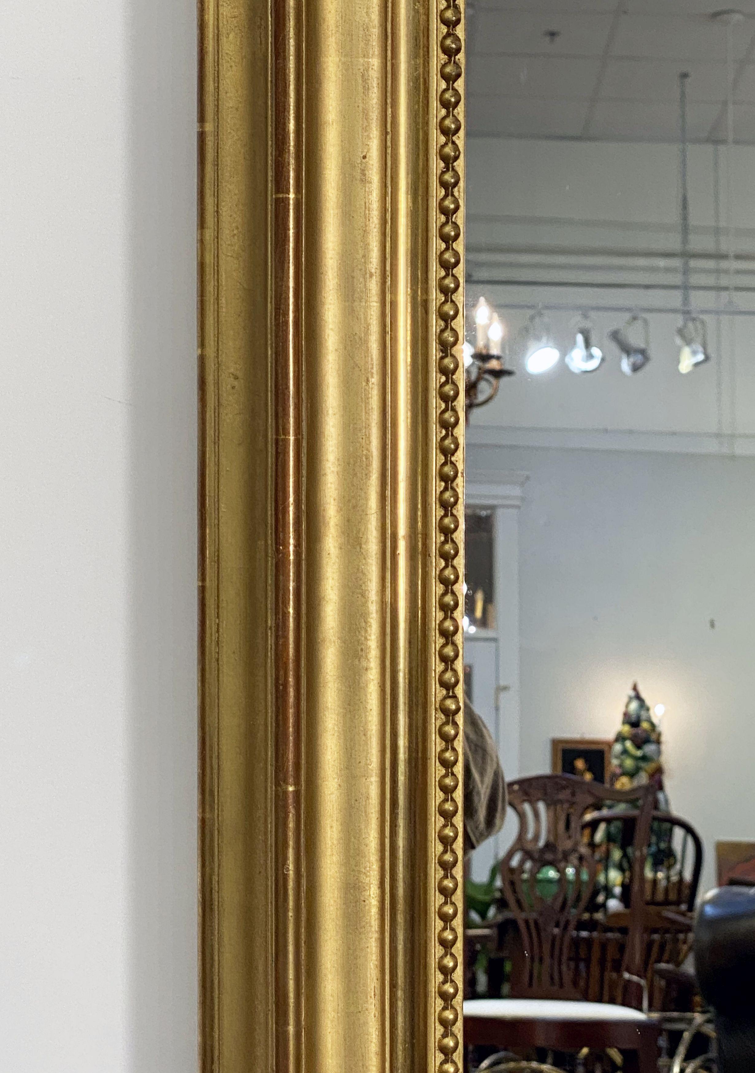 Glass Large Arch Top Gilt Louis Philippe Mirror from France (H 52 x W 43 1/2)