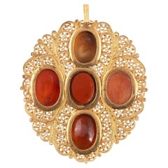 Large Archaeological-Revival Gold And Roman Intaglio Pendant Italy Circa 1870's