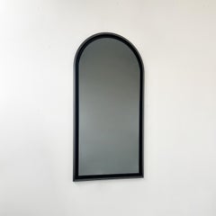 Large Arched Black Mirror with Blackened Metal Frame