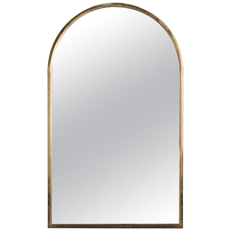 Large Arched Brass Mirror, France, circa 1930 at 1stDibs