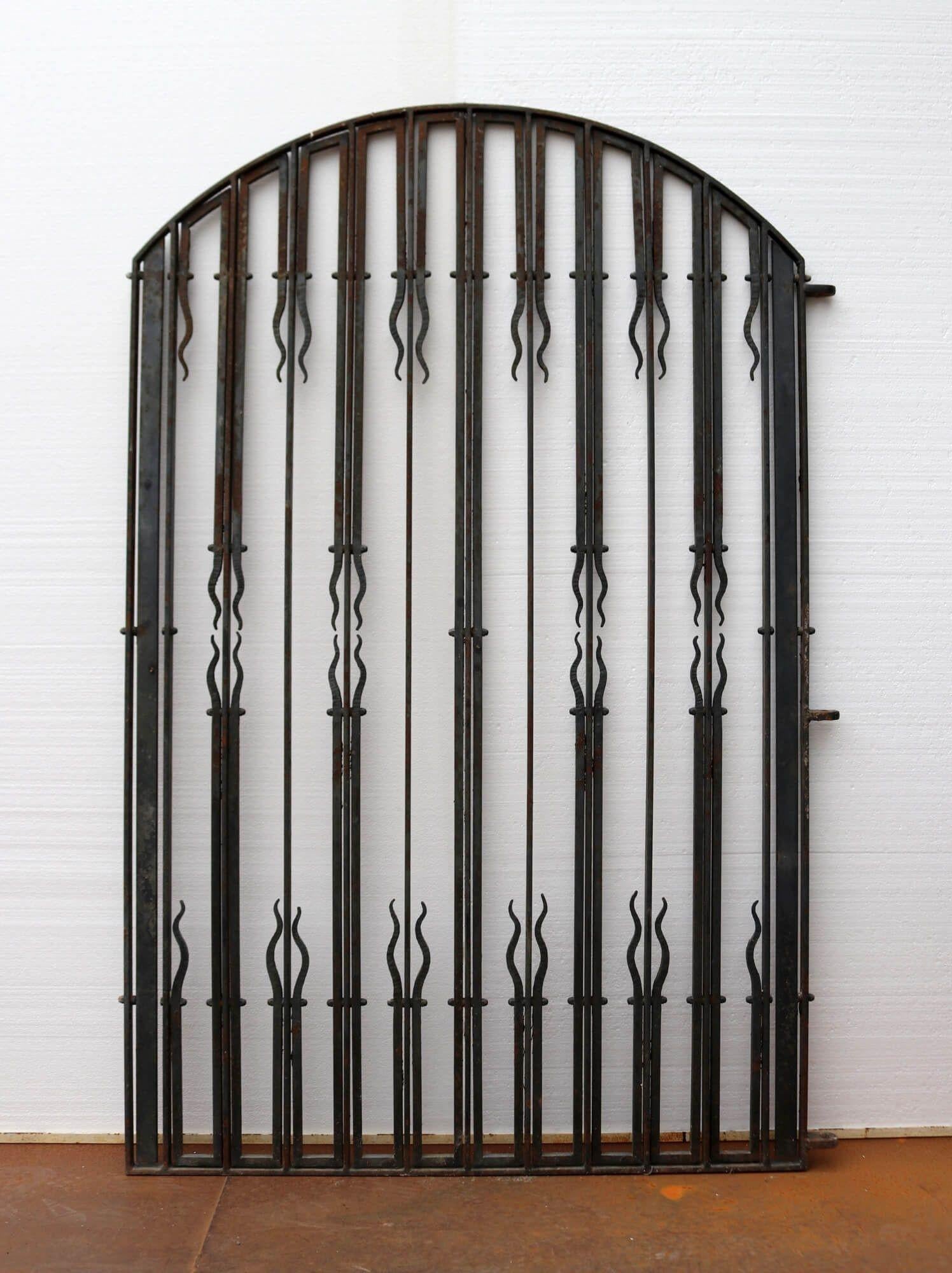 English Large Arched Garden Gate in Wrought Iron For Sale