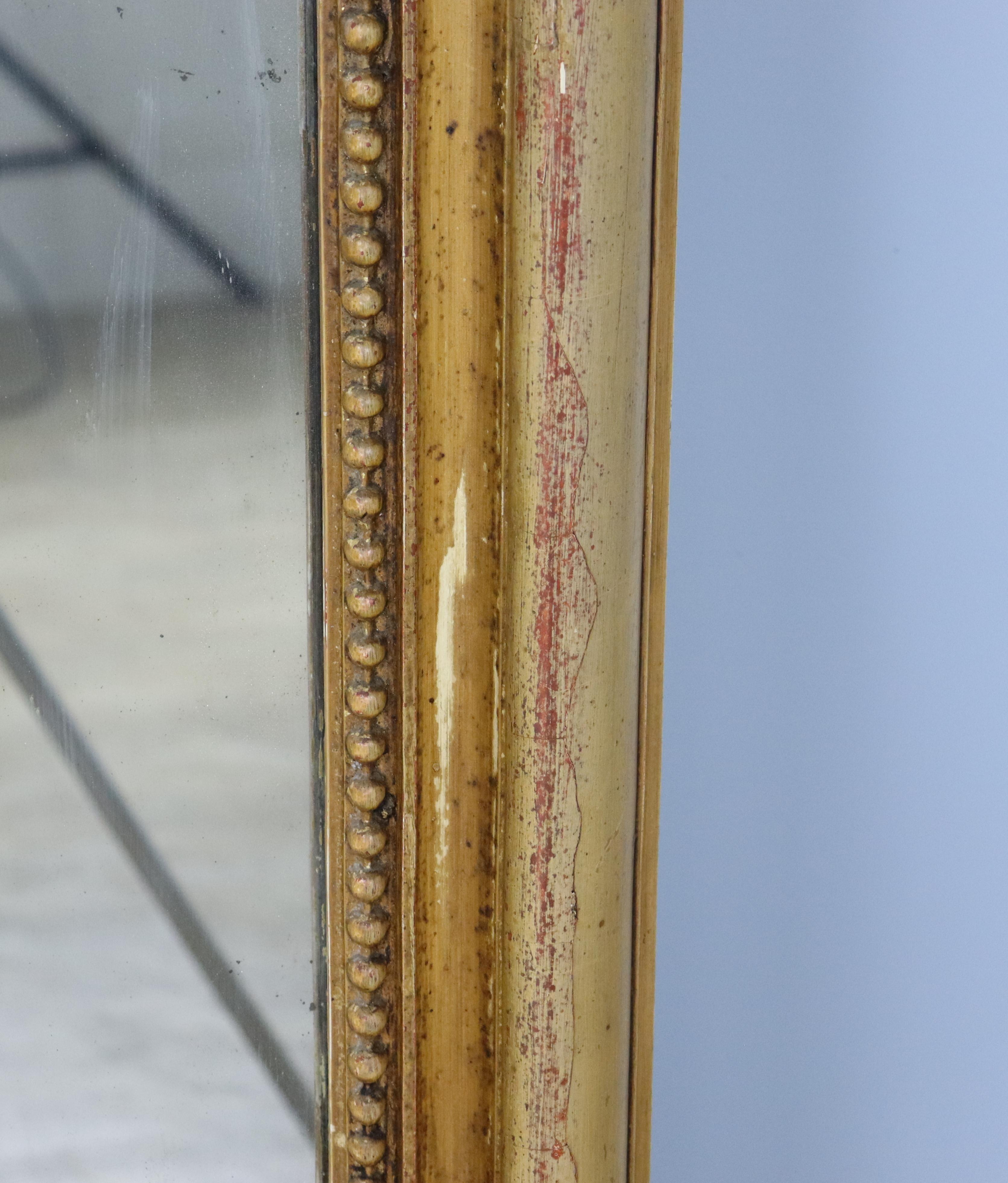 Painted Large Arched Louis Philippe Mirror, Faux Distressed For Sale