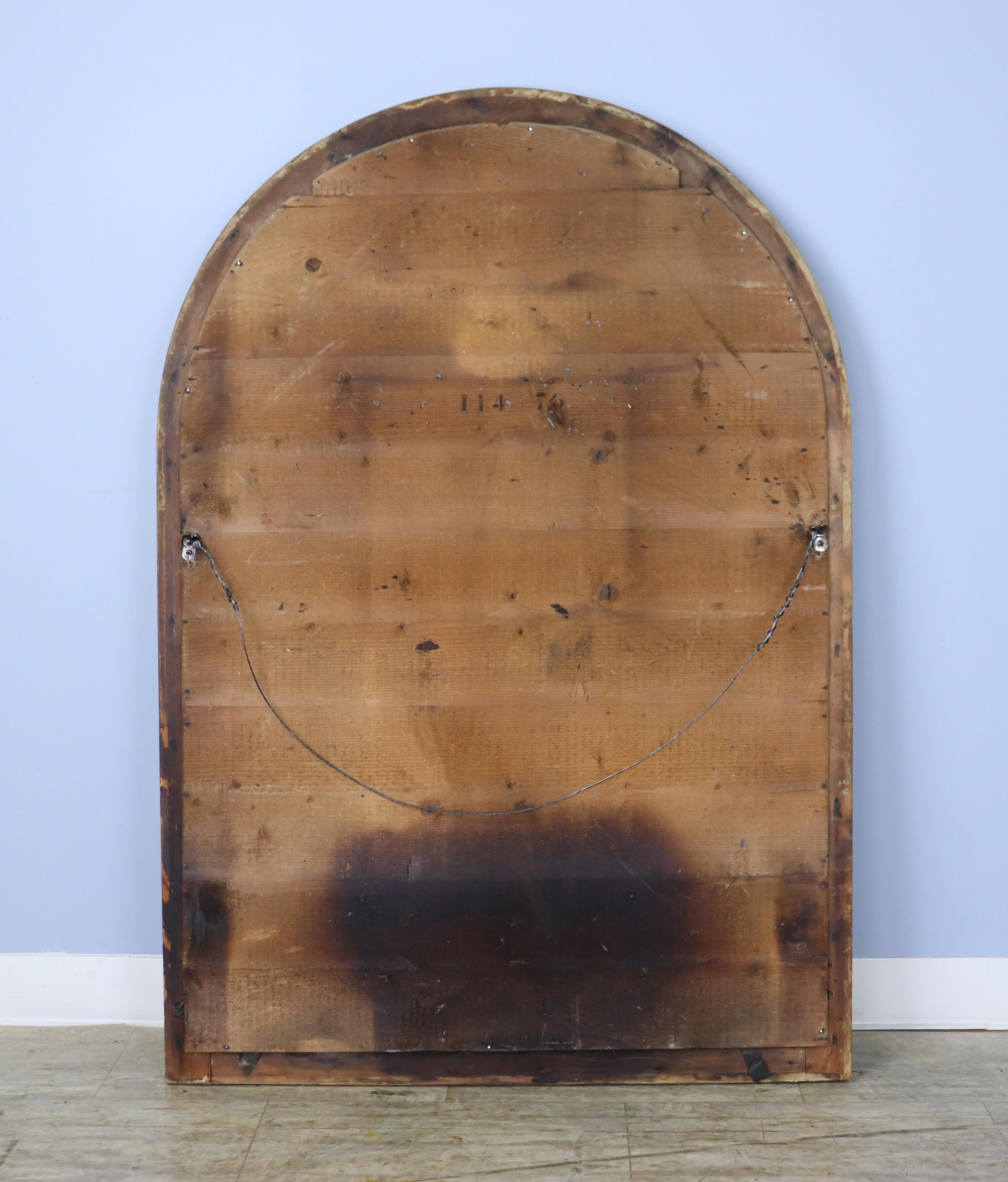 19th Century Large Arched Louis Philippe Mirror, Faux Distressed For Sale