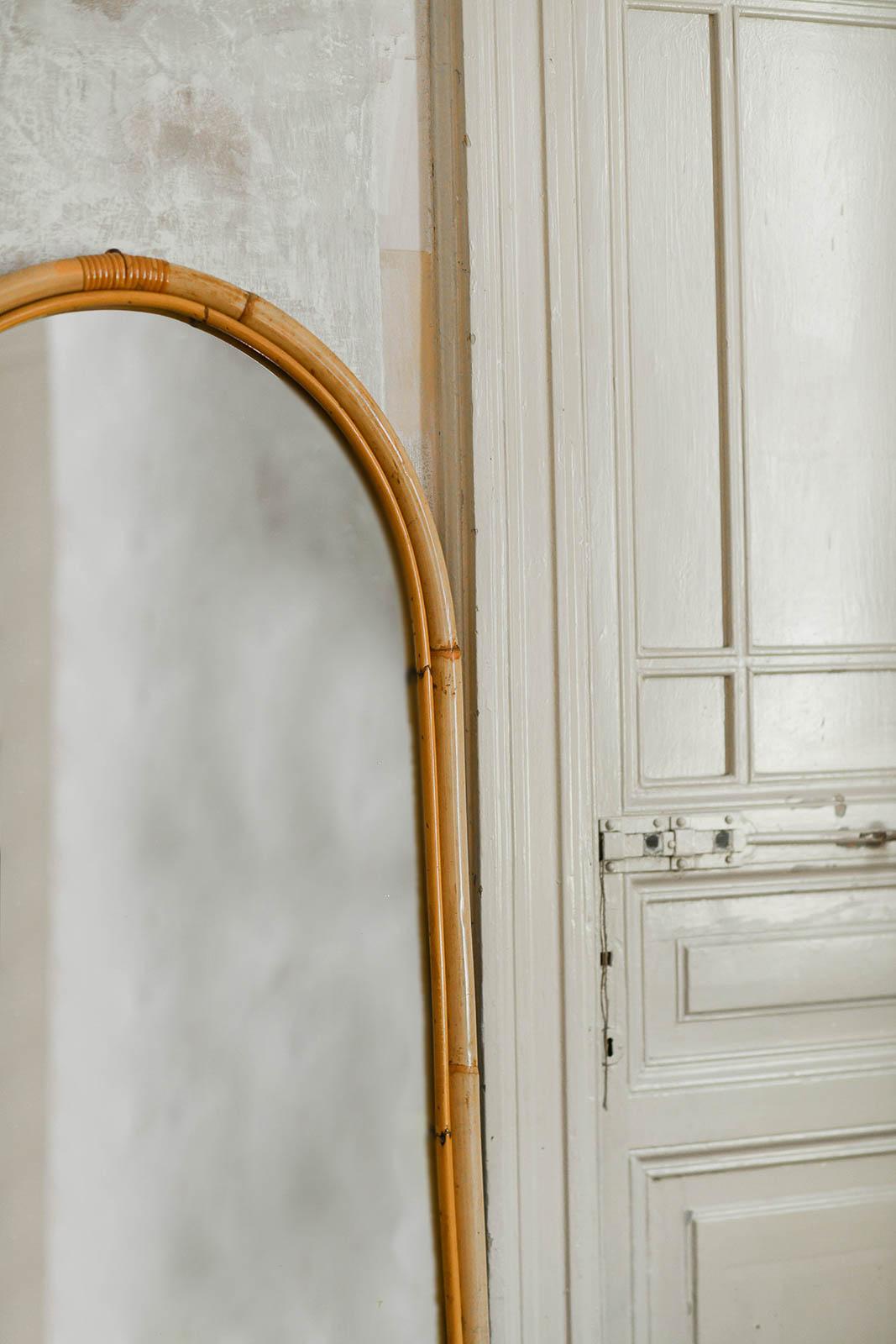 Large Arched Mirror In Bamboo In Good Condition In Roma, RM