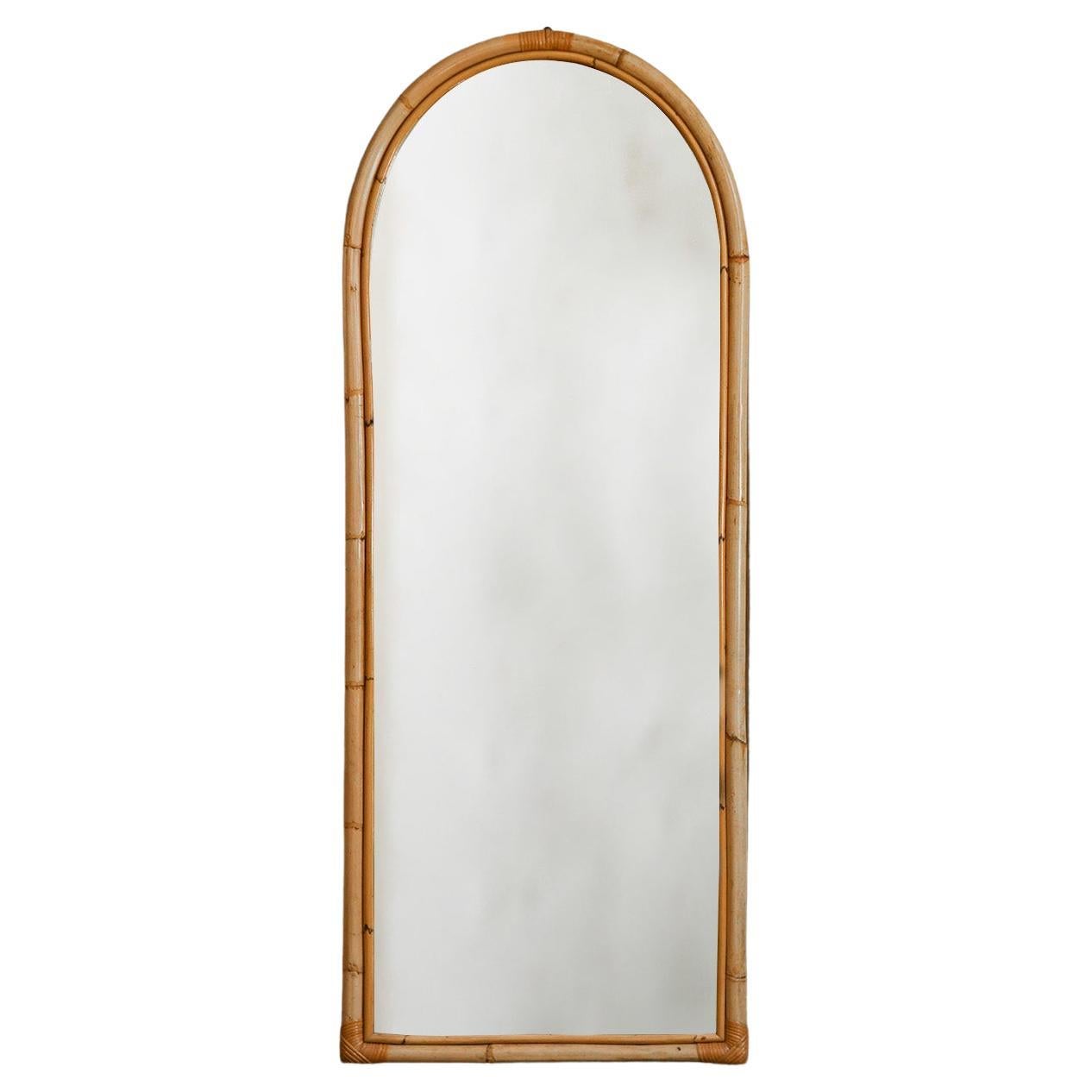 Large Arched Mirror In Bamboo