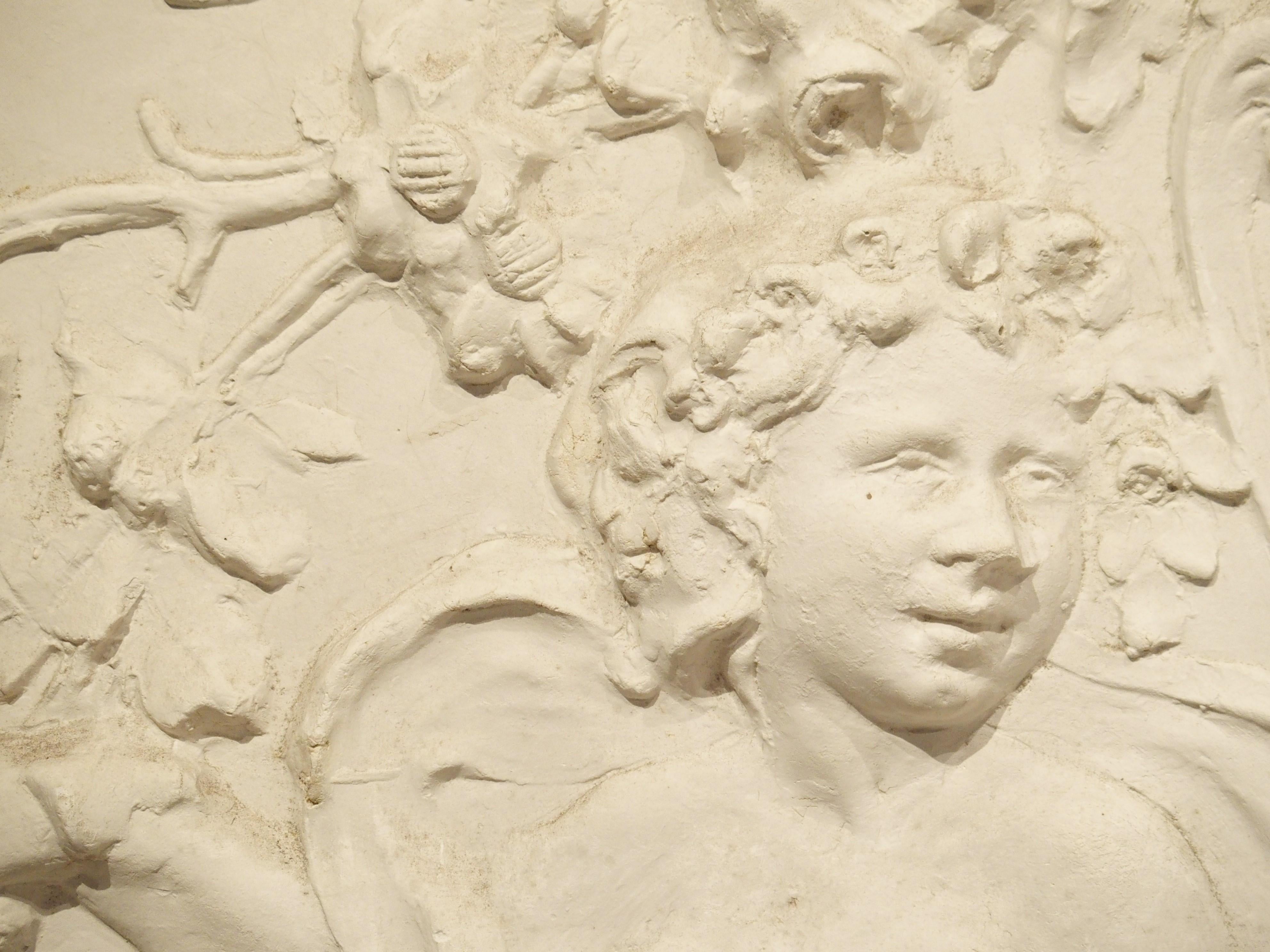 Neoclassical Large Arched Plaster Bas Relief Overdoor from France