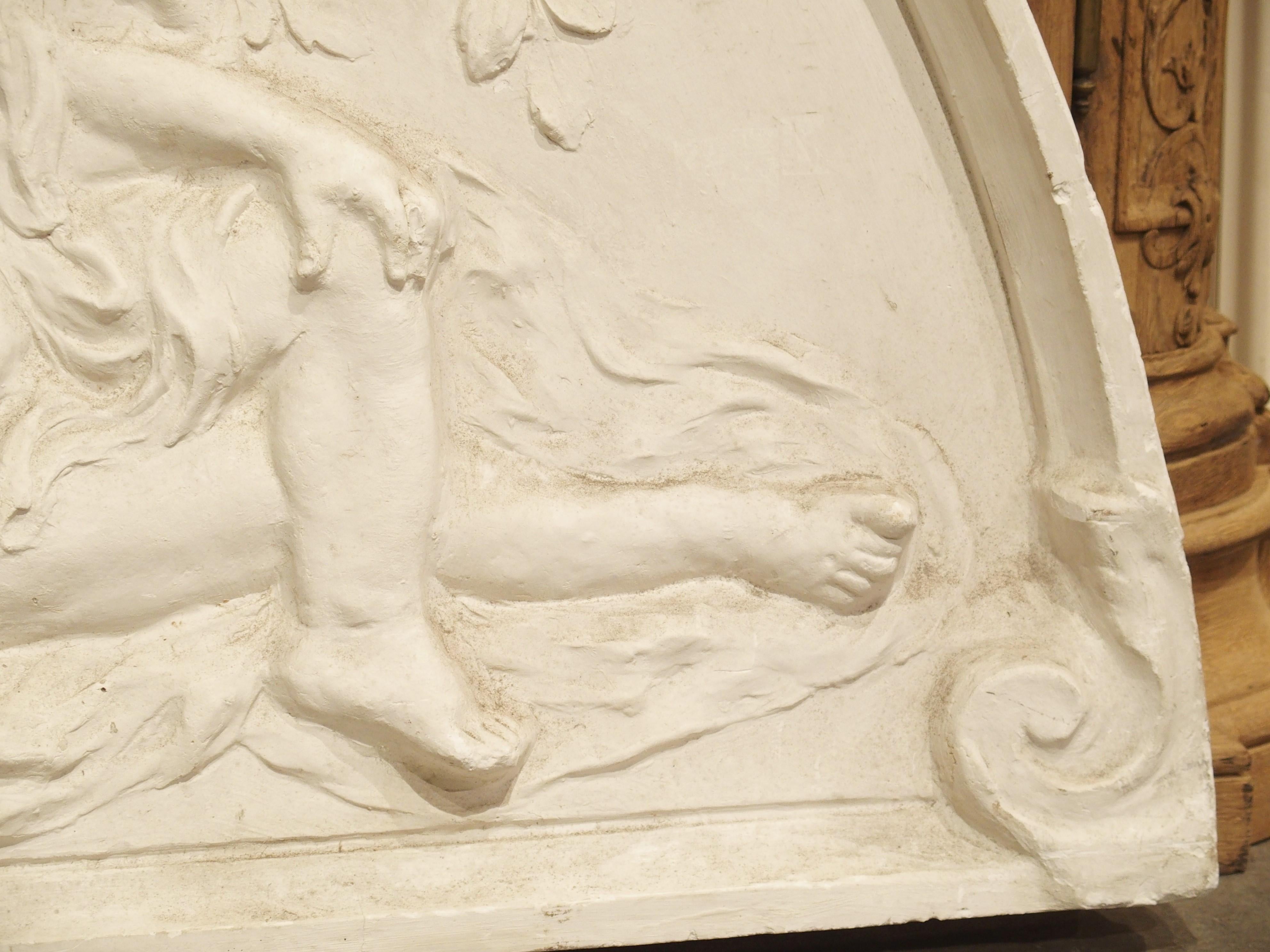 Large Arched Plaster Bas Relief Overdoor from France 1