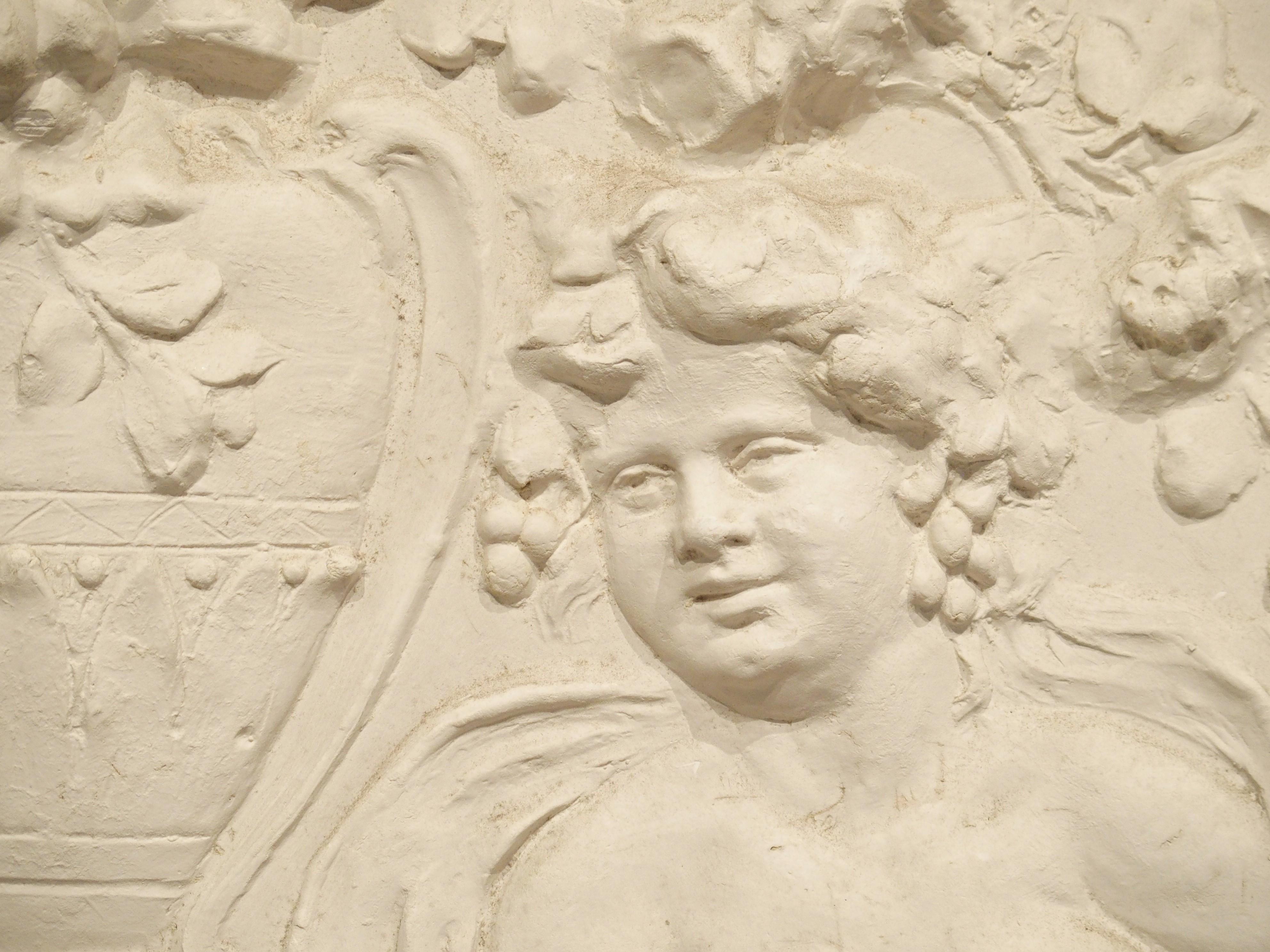 Large Arched Plaster Bas Relief Overdoor from France 3