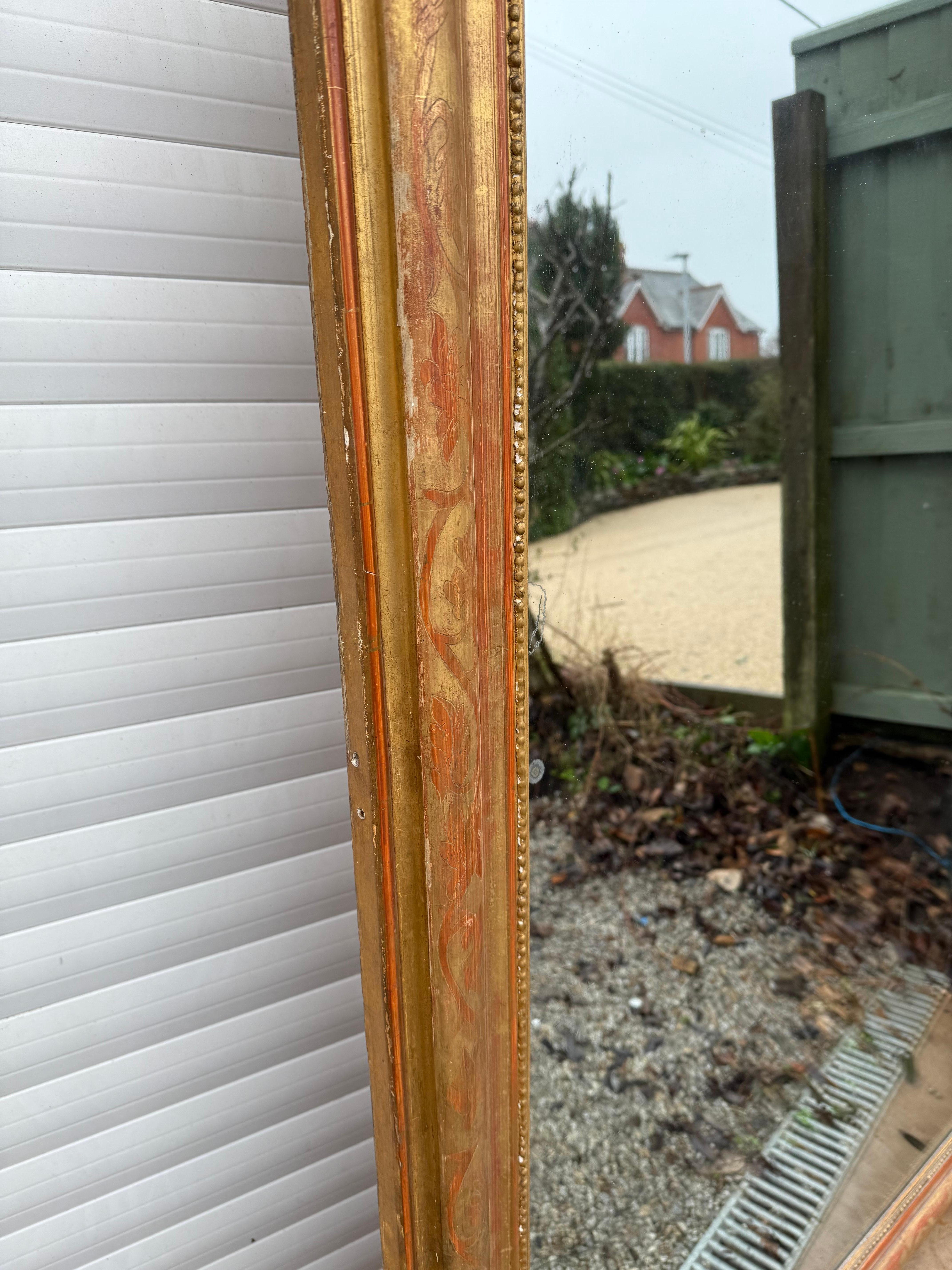 Large arched topped overmantle mirror For Sale 5