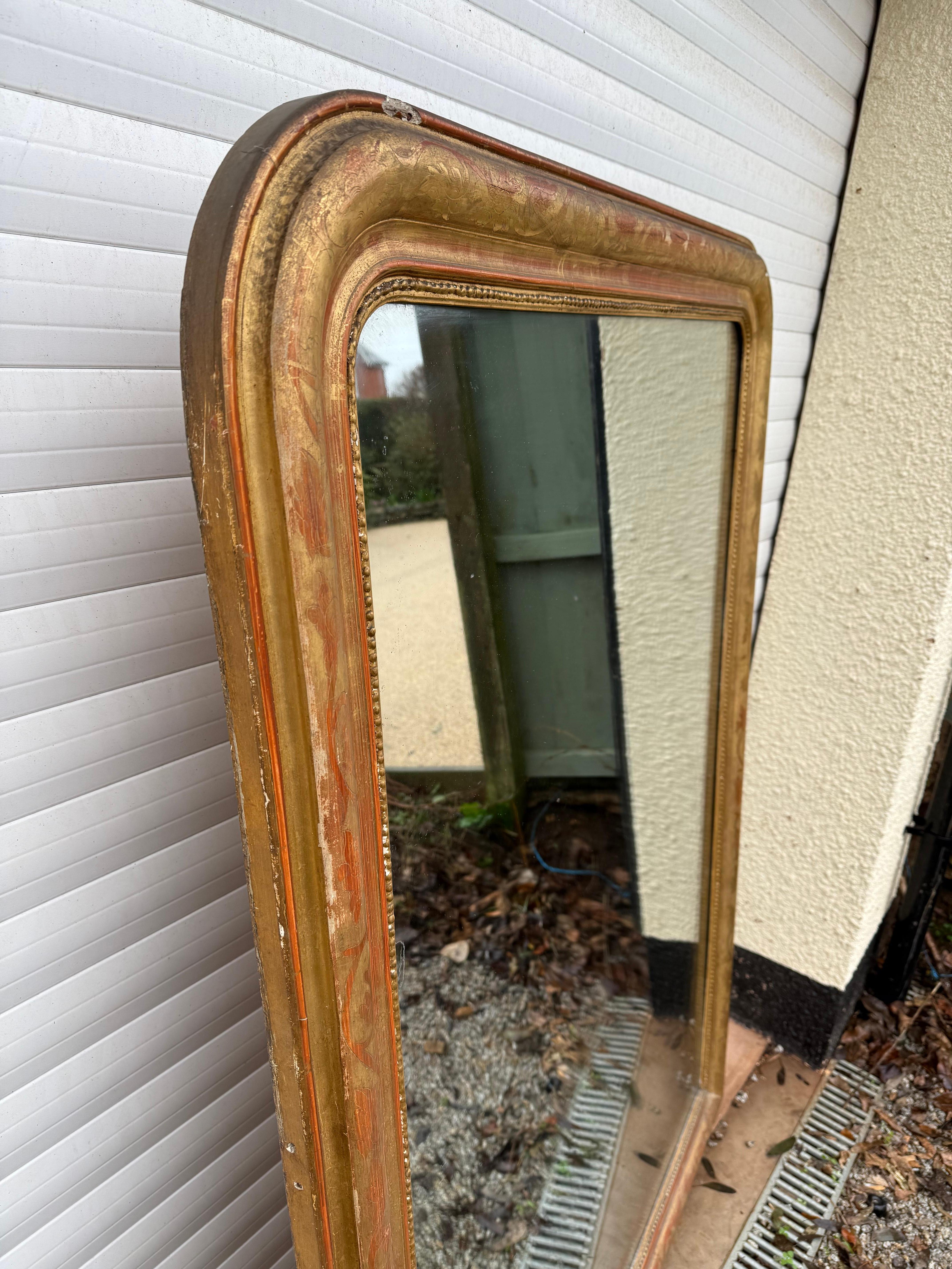 Large arched topped overmantle mirror For Sale 6