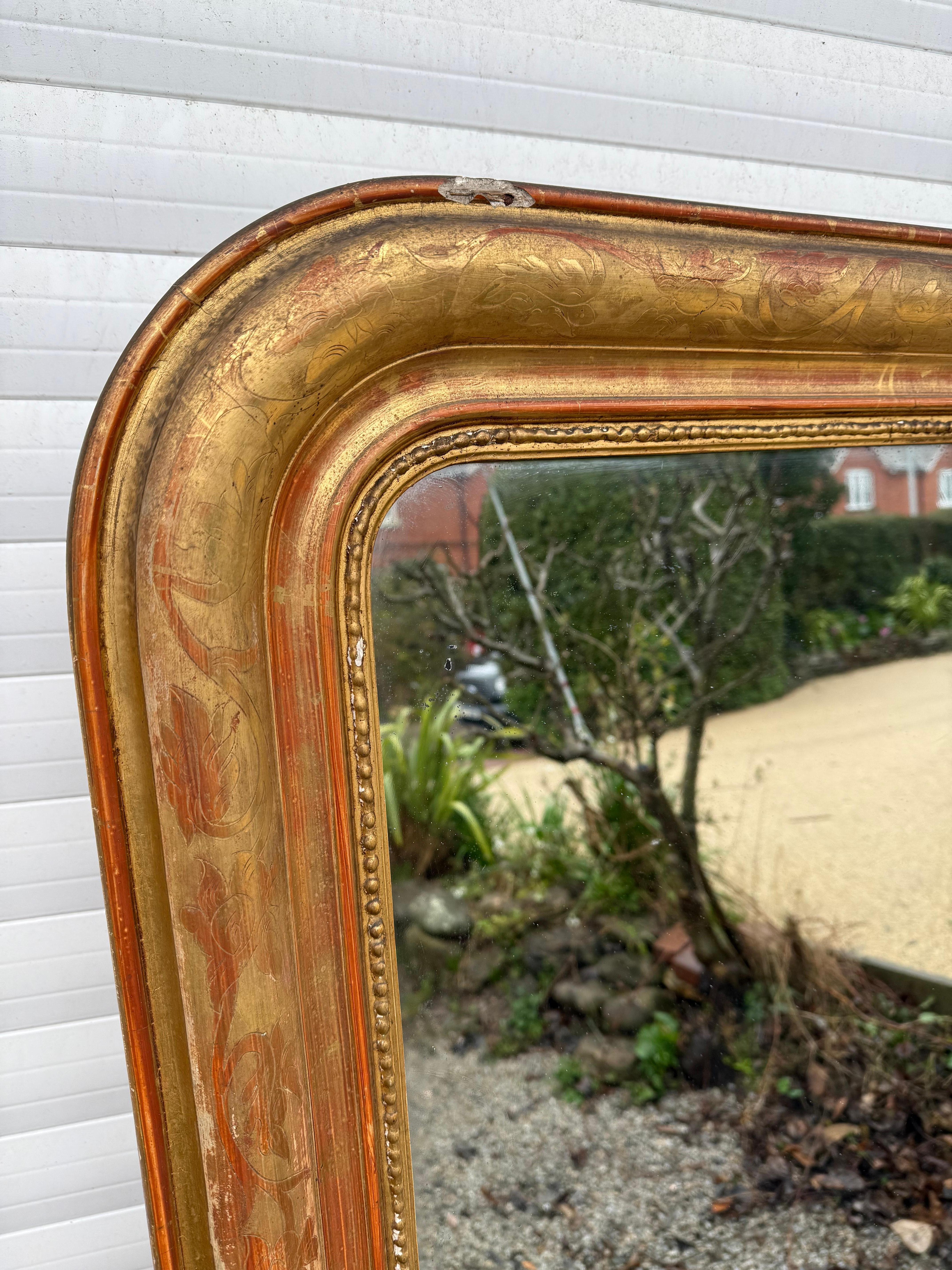 Louis Philippe Large arched topped overmantle mirror For Sale