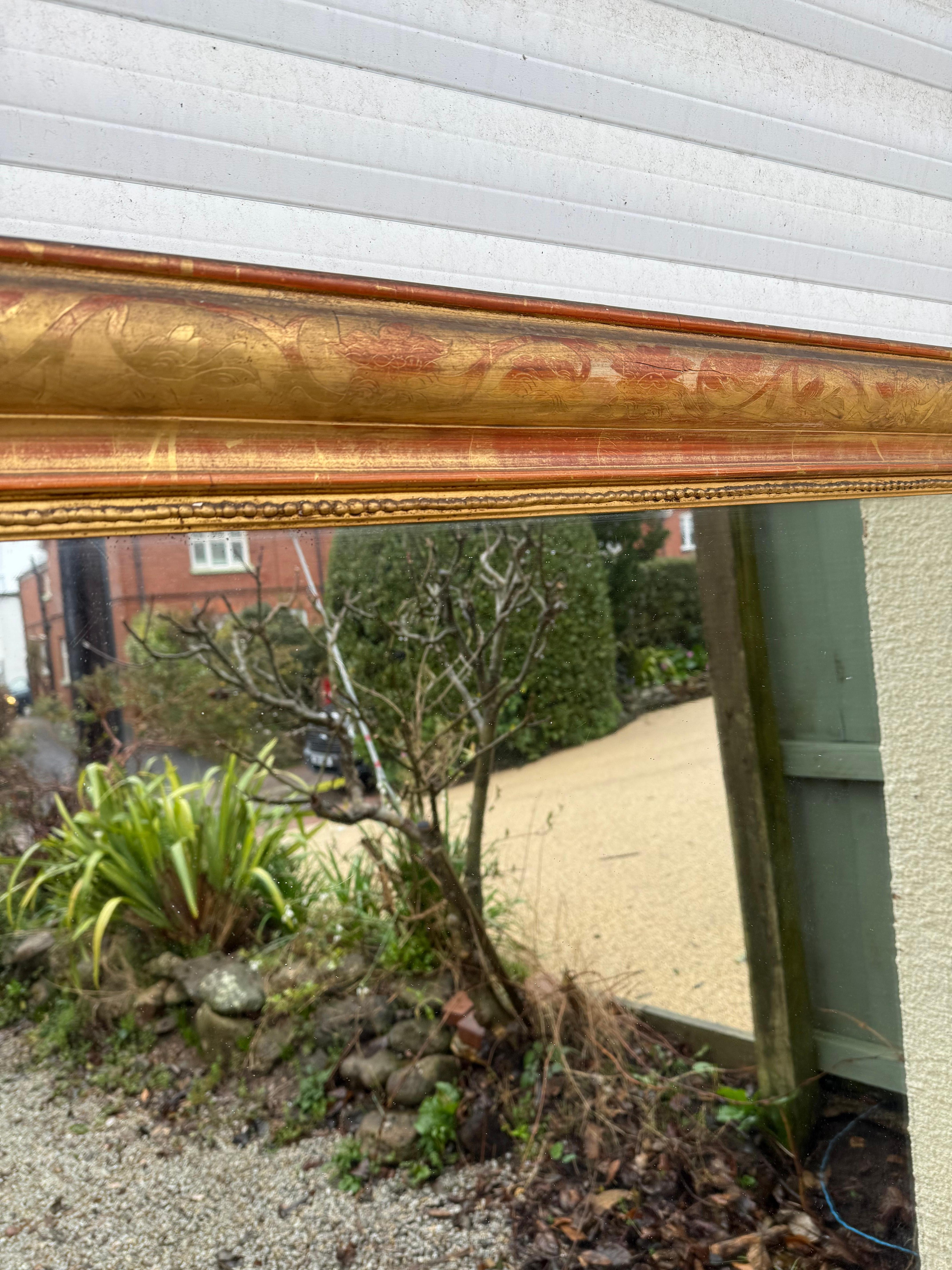 French Large arched topped overmantle mirror For Sale