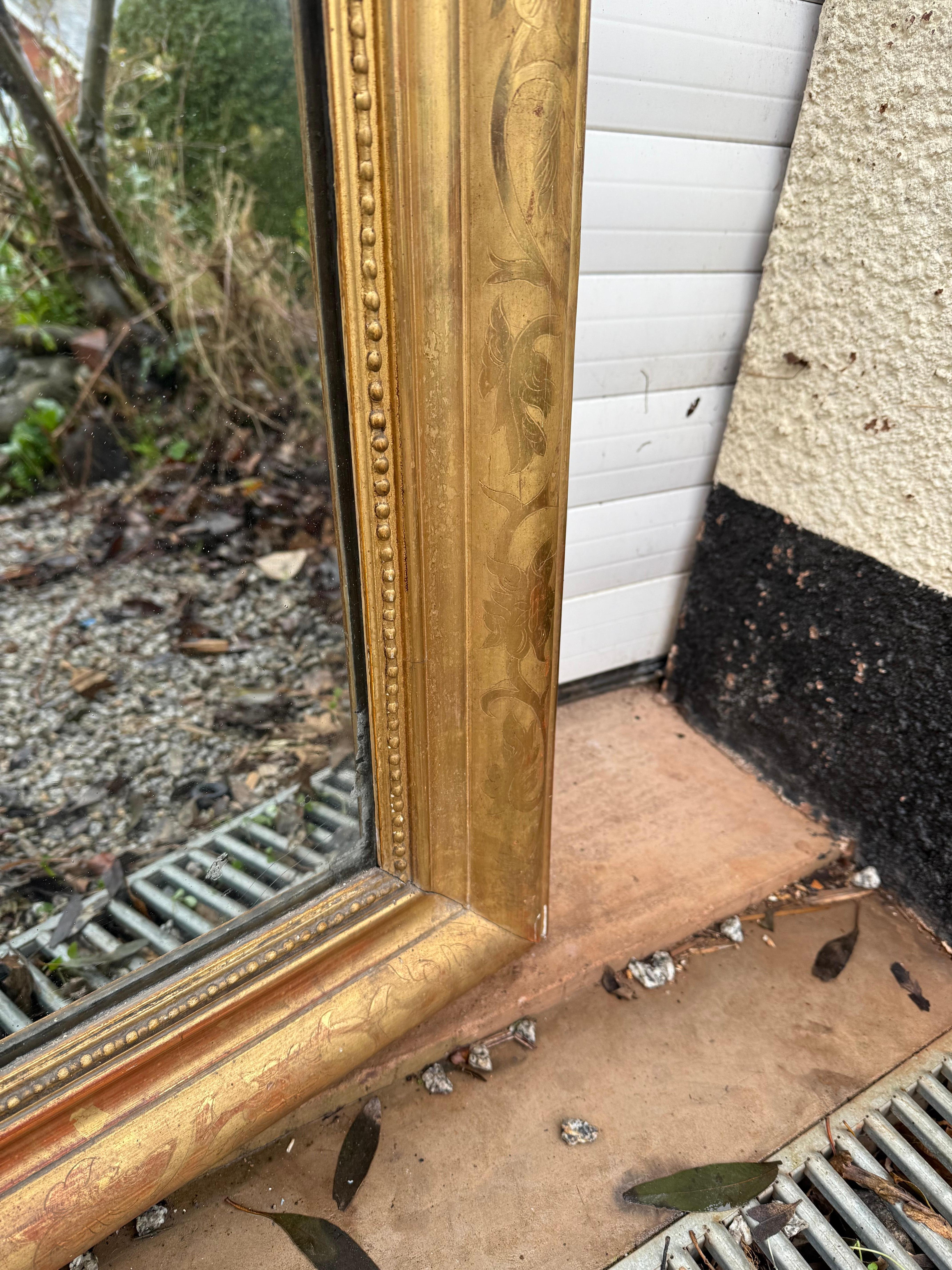Large arched topped overmantle mirror For Sale 1