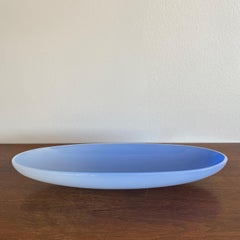 Large ARCHIMEDE SEGUSO Blue Alabastro Murano Glass ELLIPSE Shaped Console BOWL