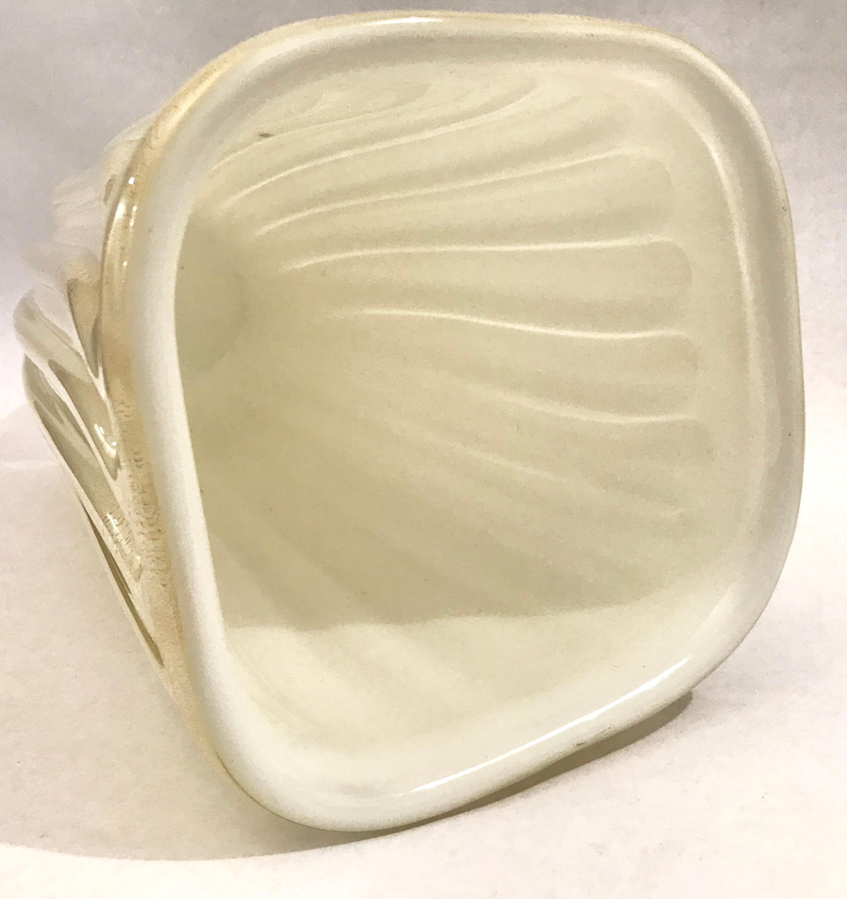 Large Archimede Seguso Ribbed Murano Art Glass Vase with Gold Foil For Sale 10