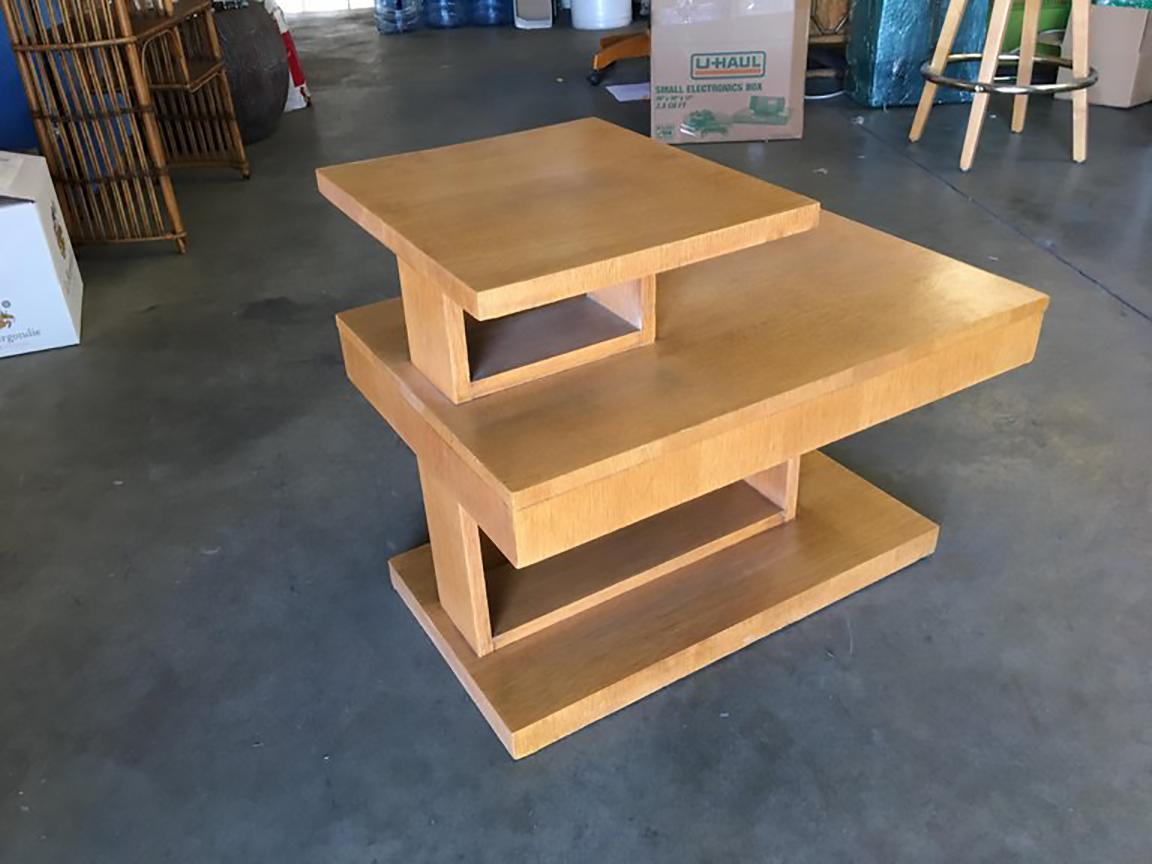 Large Architectonic Side Table with Bronze Pull by Lane In Excellent Condition For Sale In Van Nuys, CA