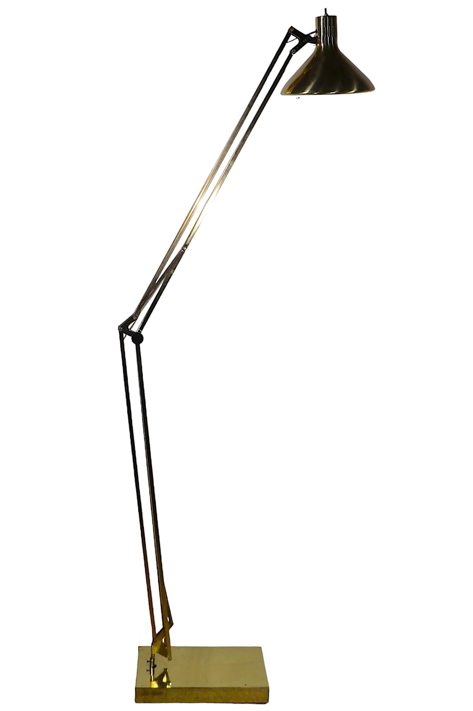 Large Architects Model Angle Poise Floor Lamp after Luxo c 1960's 3