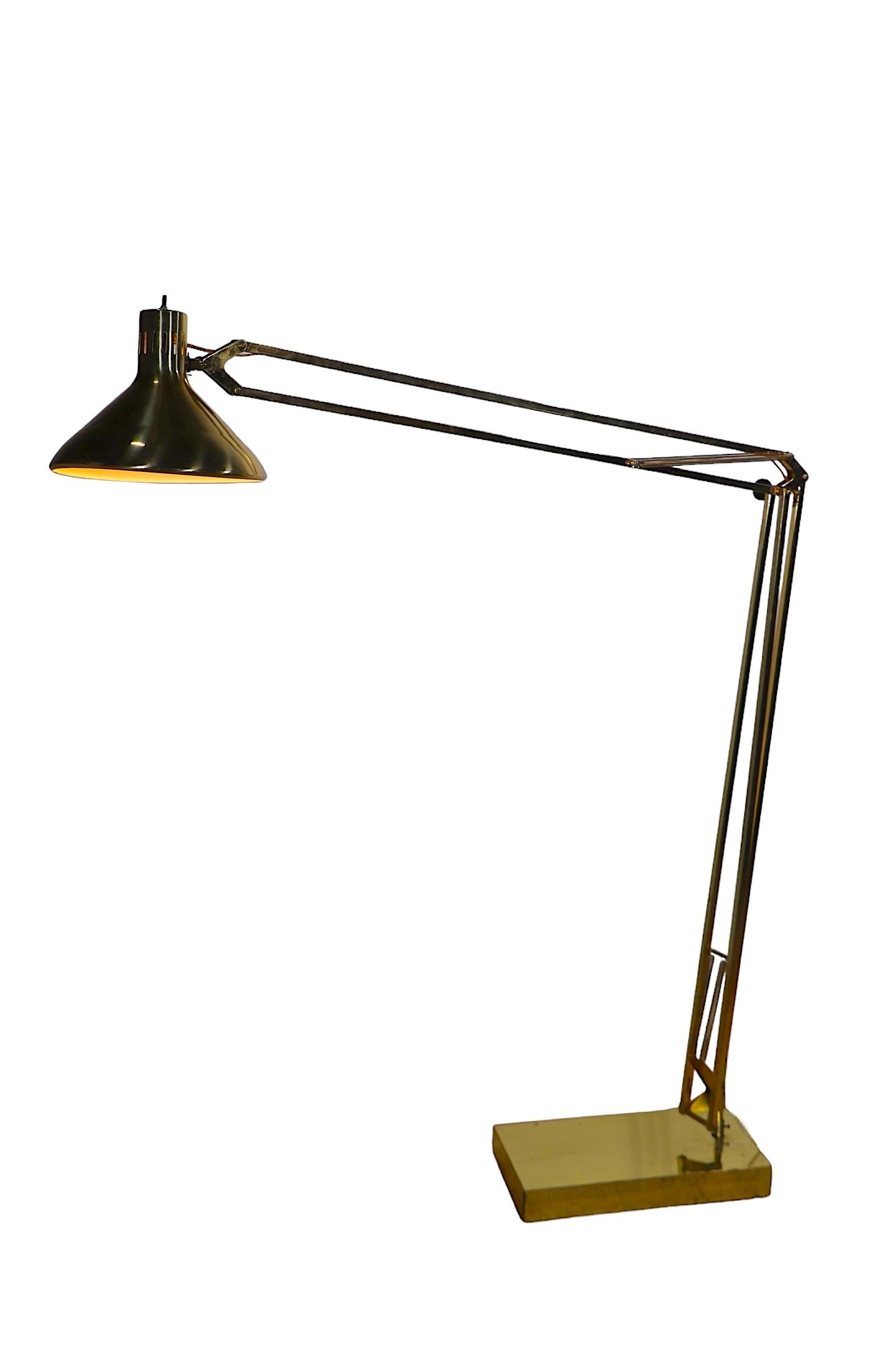Large Architects Model Angle Poise Floor Lamp after Luxo c 1960's 5