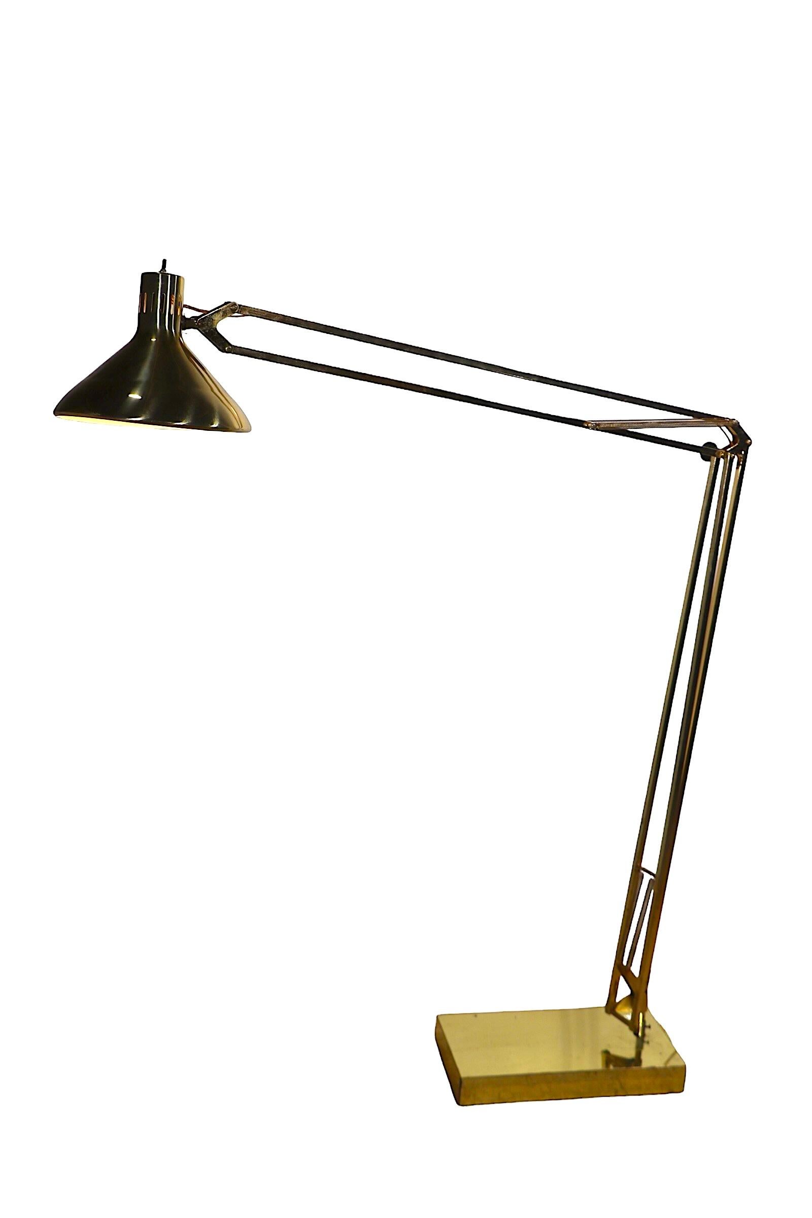 Large Architects Model Angle Poise Floor Lamp after Luxo c 1960's 6
