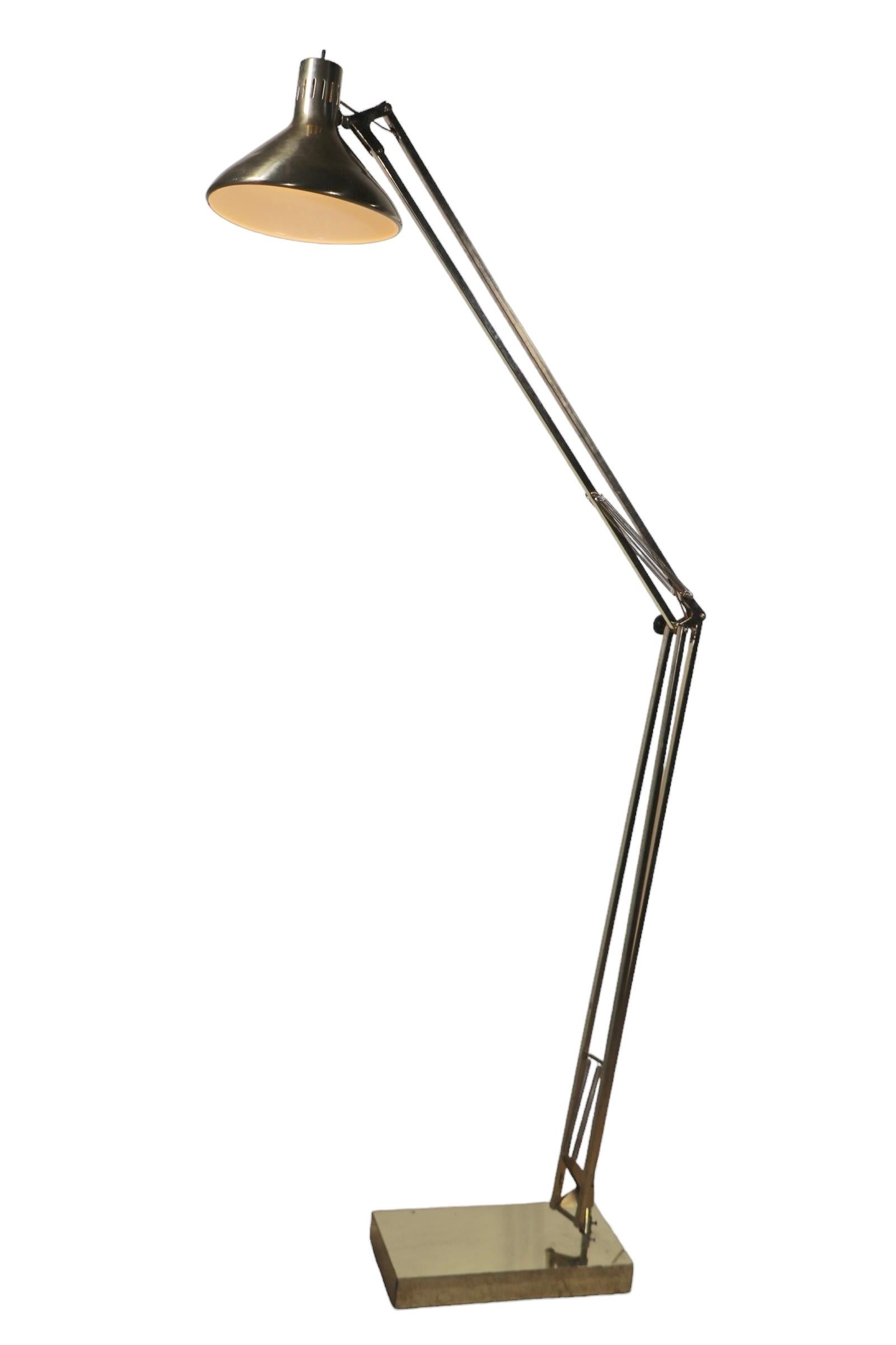 Large Architects Model Angle Poise Floor Lamp after Luxo c 1960's 12