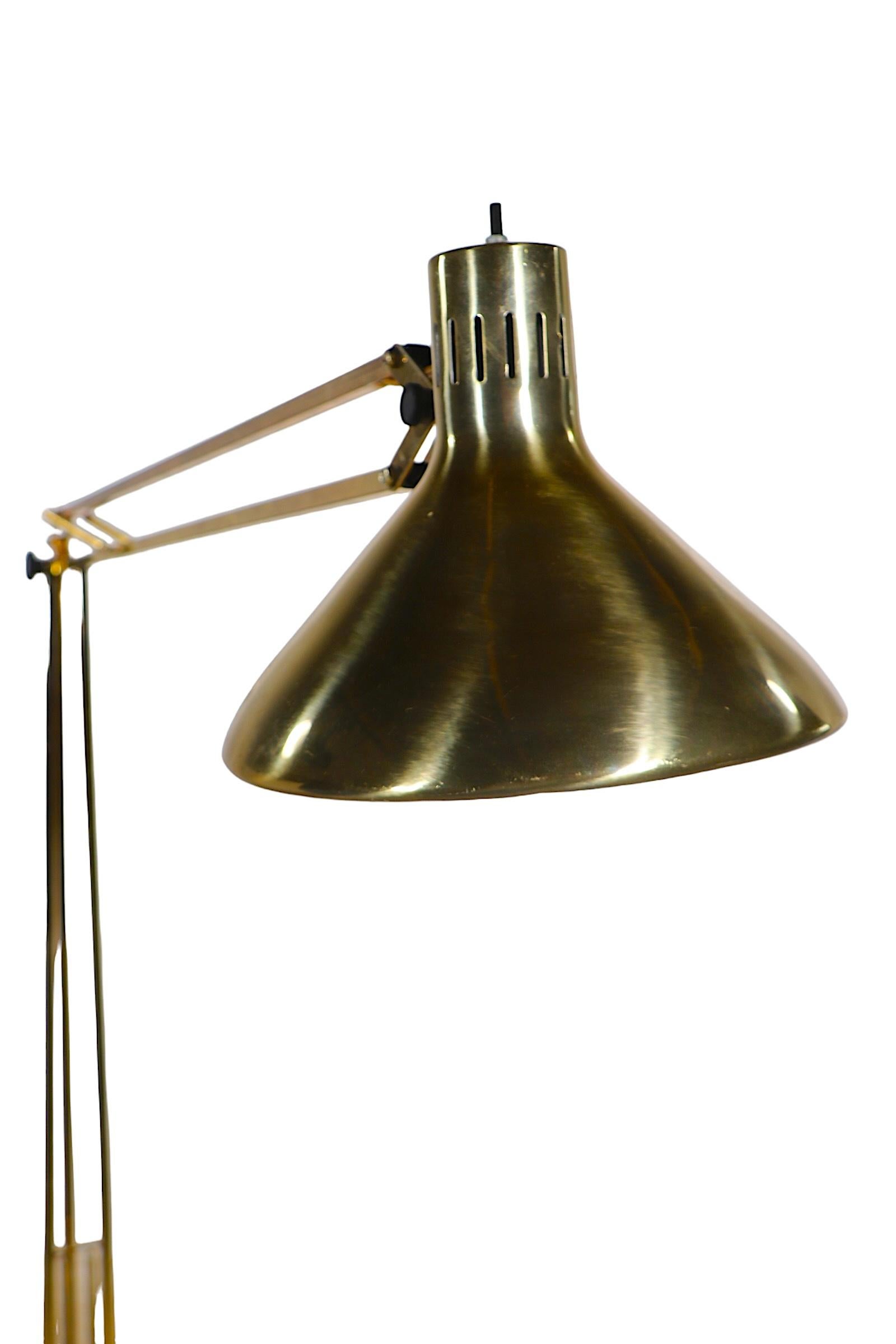 Mid-Century Modern Large Architects Model Angle Poise Floor Lamp after Luxo c 1960's