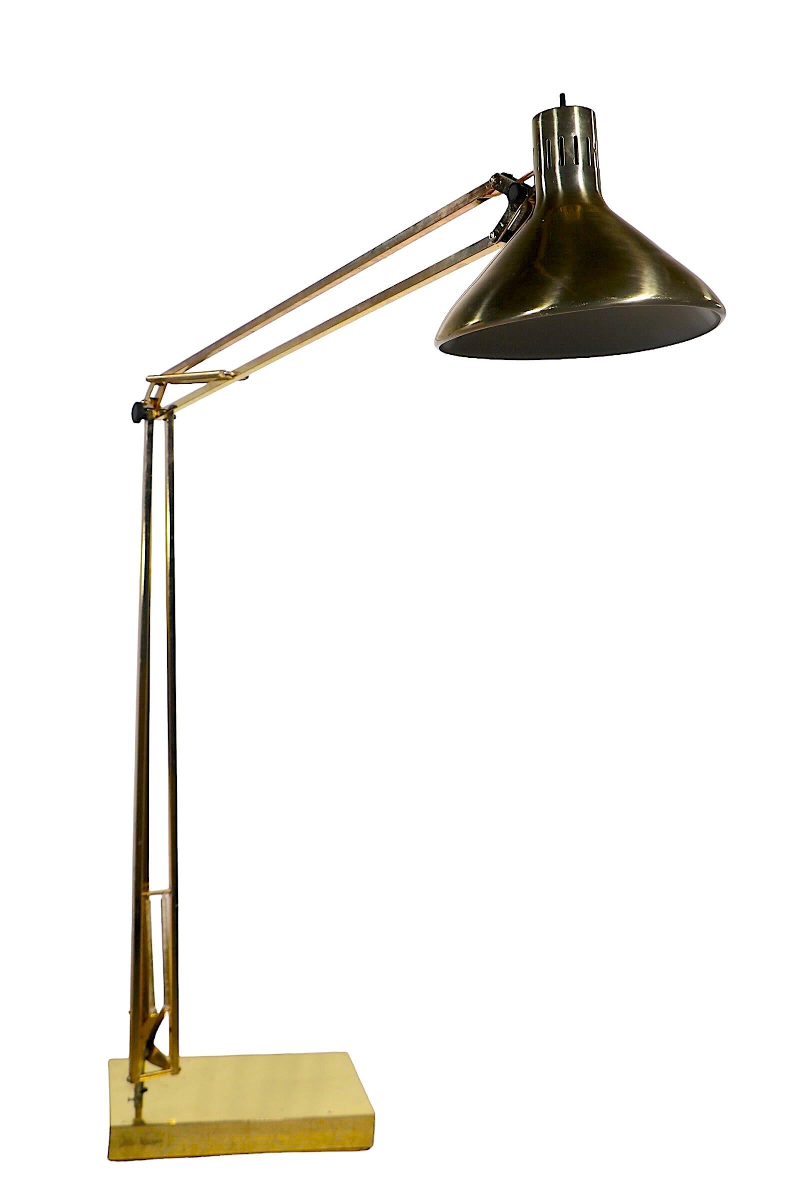 American Large Architects Model Angle Poise Floor Lamp after Luxo c 1960's