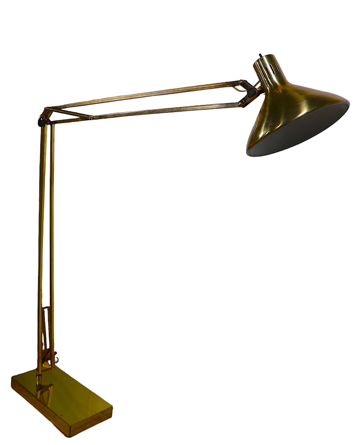 Large Architects Model Angle Poise Floor Lamp after Luxo c 1960's In Good Condition In New York, NY
