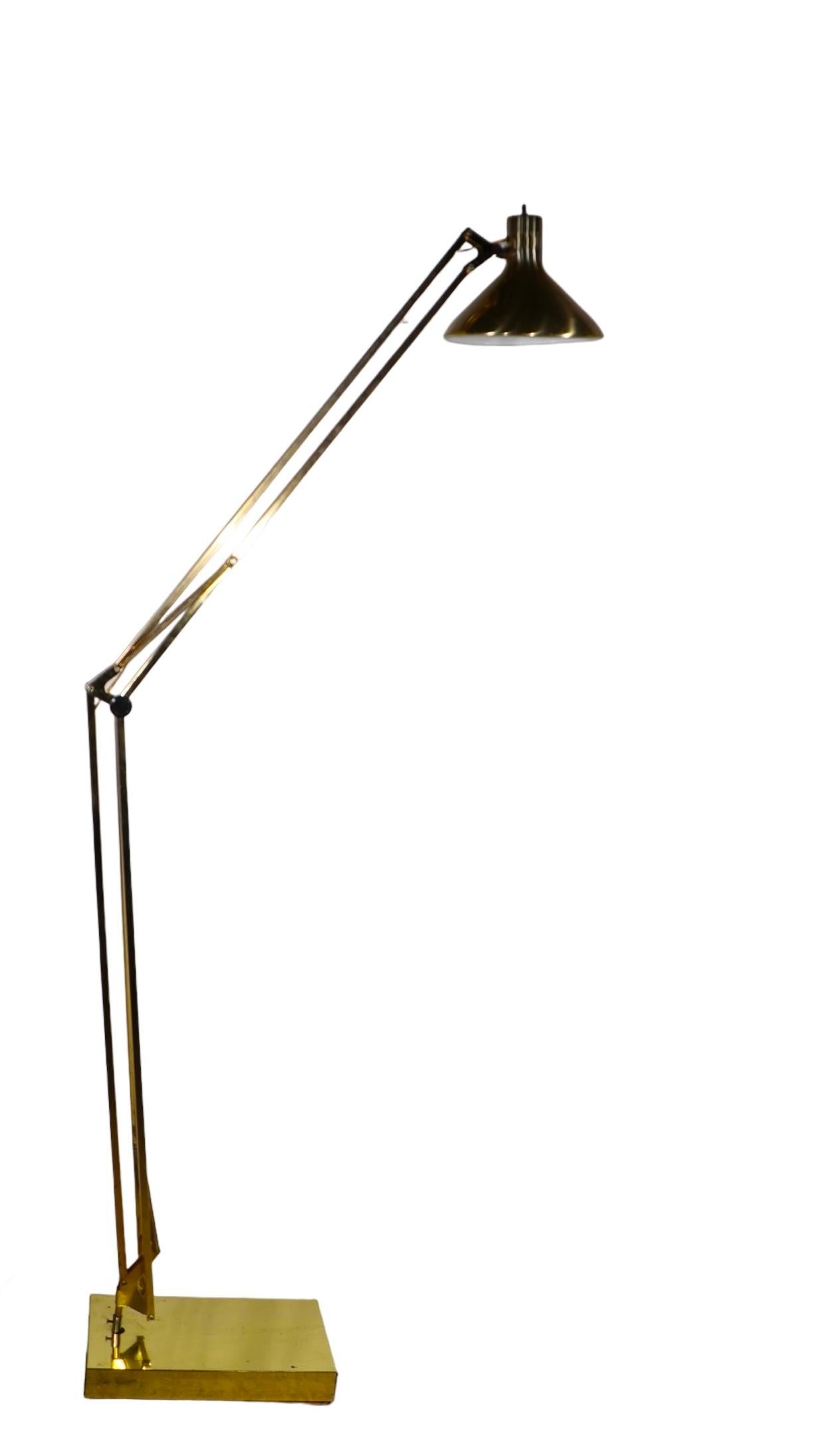 20th Century Large Architects Model Angle Poise Floor Lamp after Luxo c 1960's
