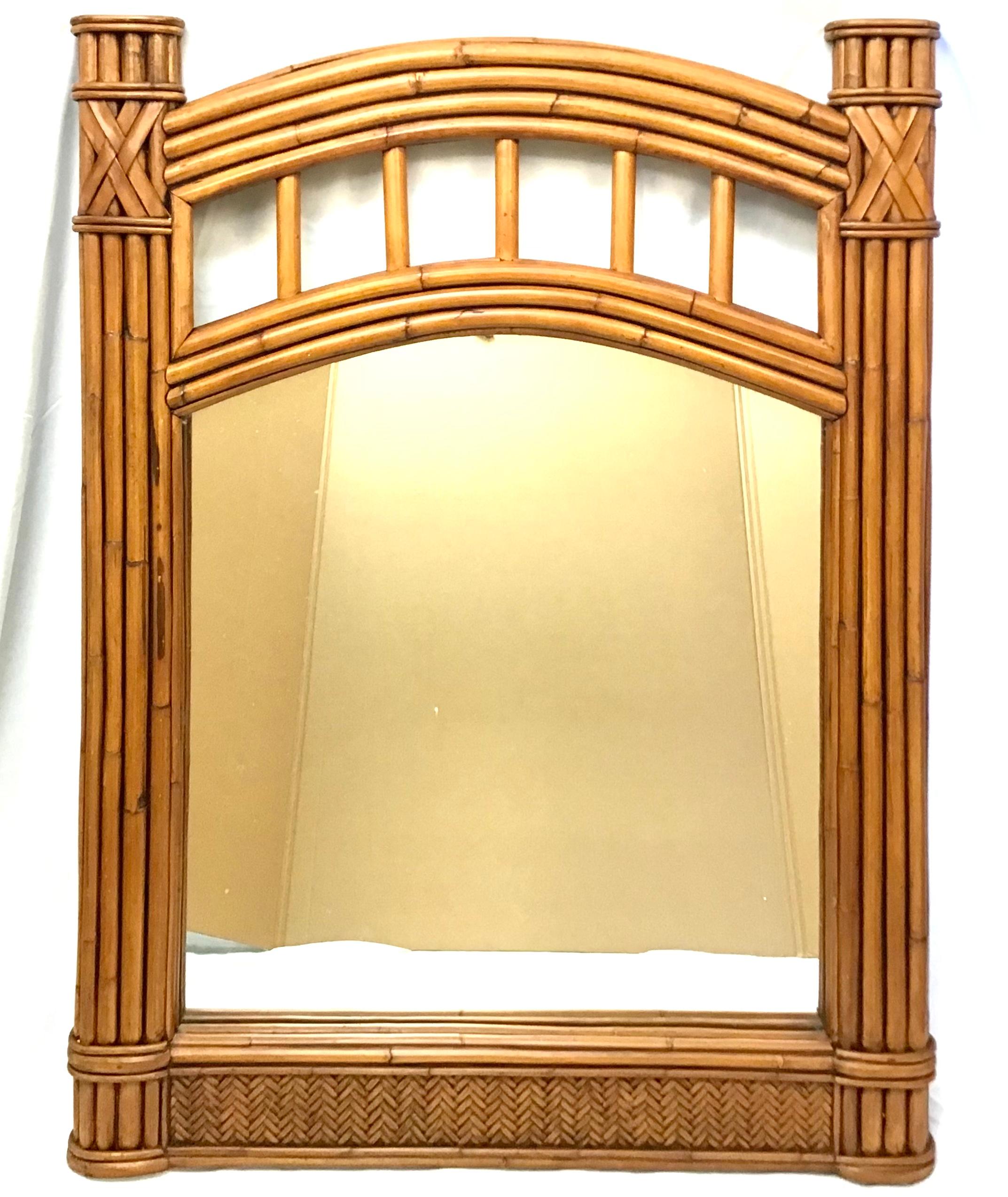 Grand miroir architectural en bambou en vente 1