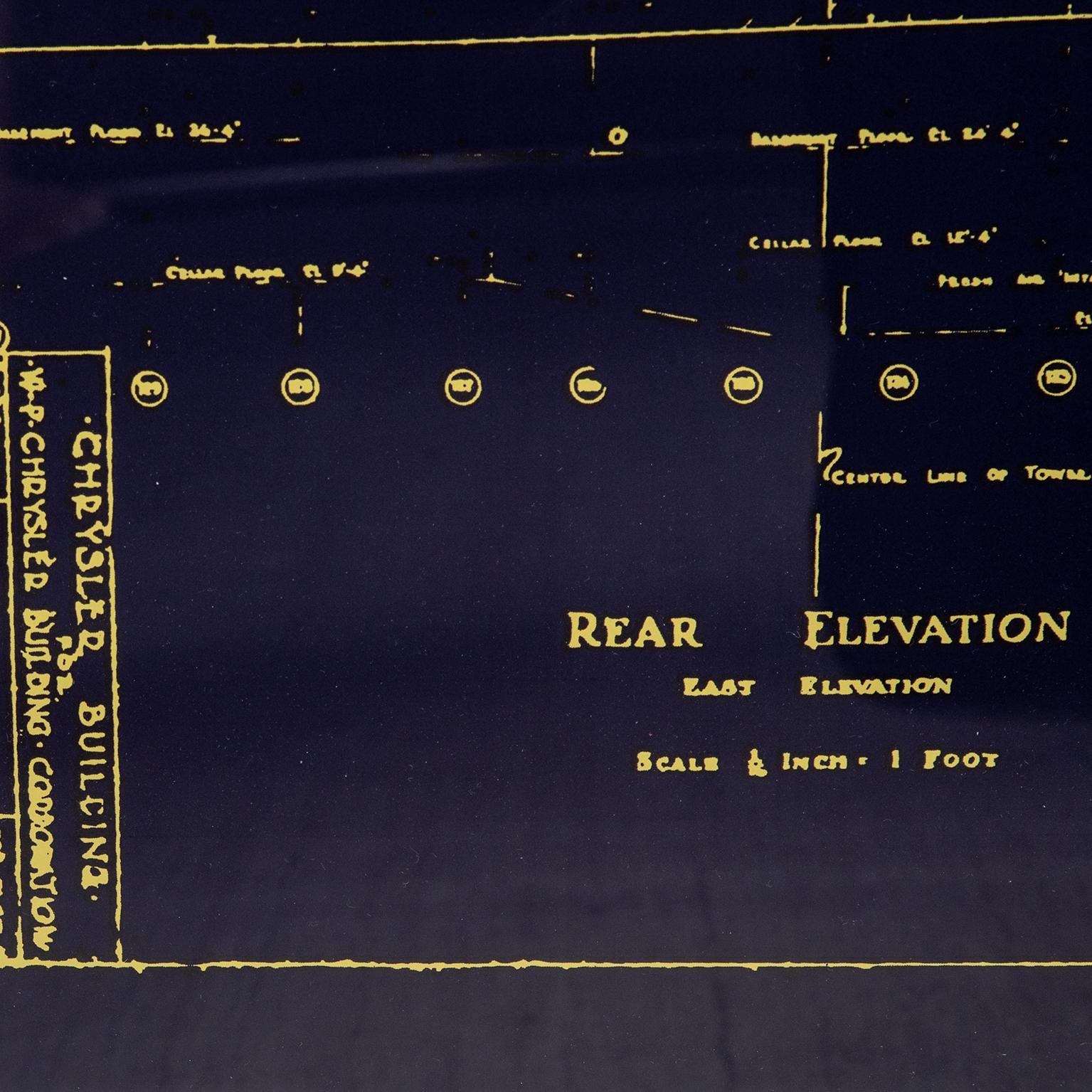Art Deco Large Architectural “Blueprint” of The Chrysler Building For Sale