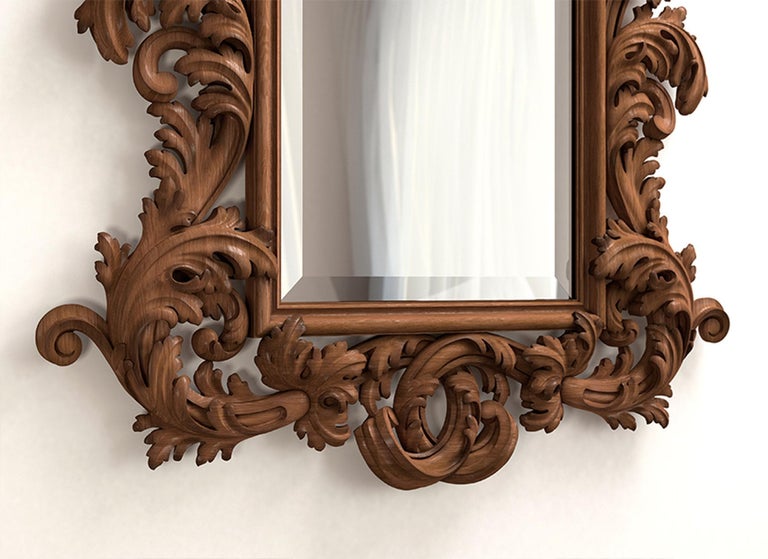 Carved Wood Wall Mirror Frame, Large Carved Wood Frame Mirror