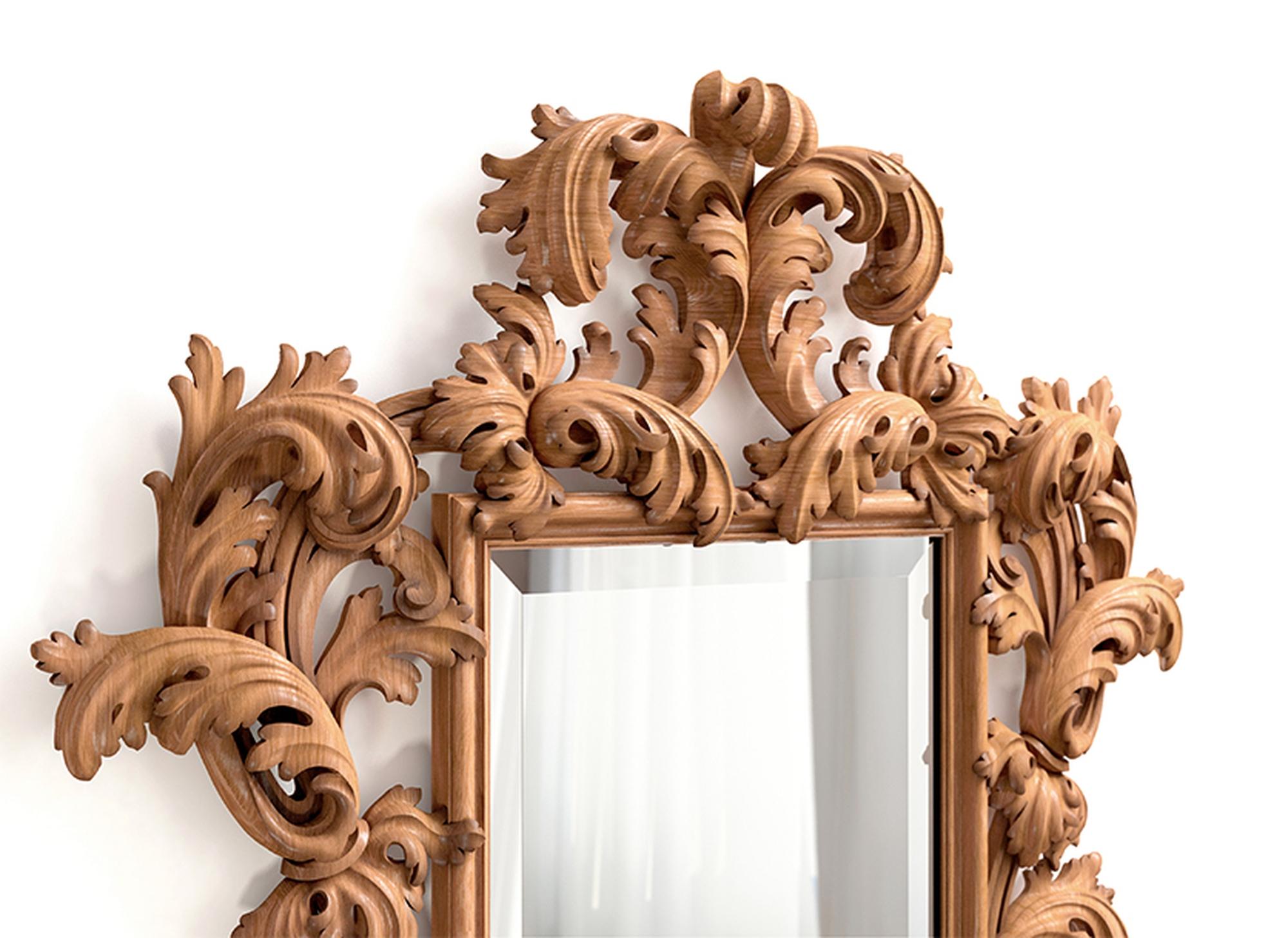 Woodwork Baroque Style Large Architectural Custom Made Carved Wood Wall Mirror Frame For Sale