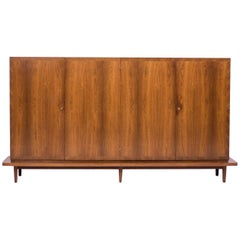 Large Architectural Danish Highboard in Rosewood and Brass