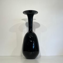 Large Architectural Floor Vase Black Porcelain, 1970s