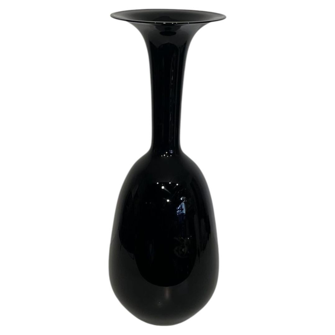 Grande vaso da pavimento in porcellana nera, anni '70 in vendita