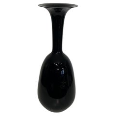 Large Architectural Floor Vase Black Porcelain, 1970s