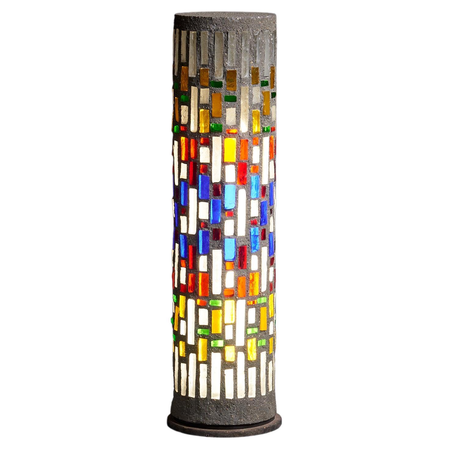 Grand lampadaire architectural en verre et béton pour l'intérieur et l'extérieur en vente