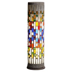 Large Architectural Glass and Concrete Floor Lamp for in and Outdoors